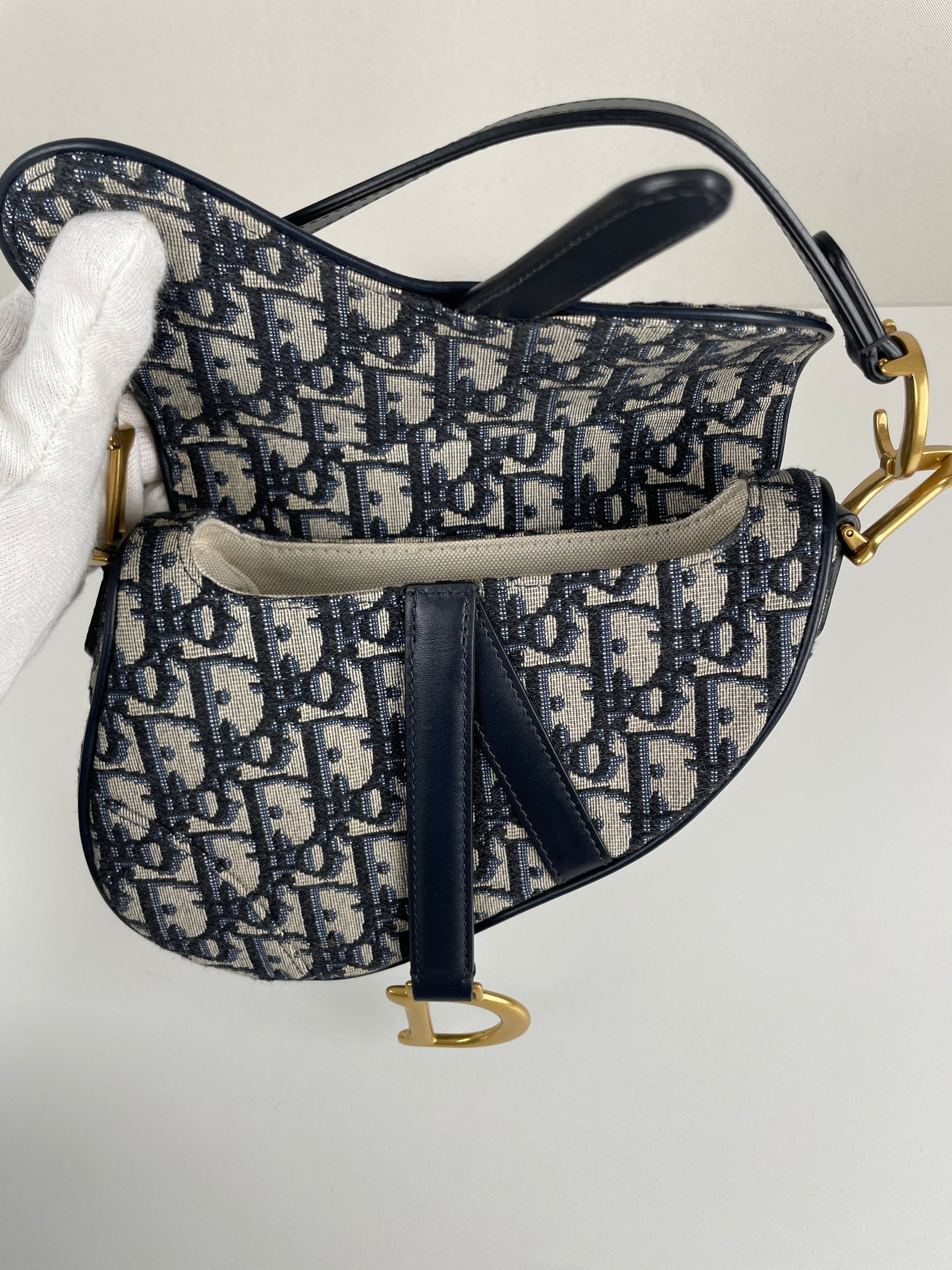Mini Saddle Dior oblique blue