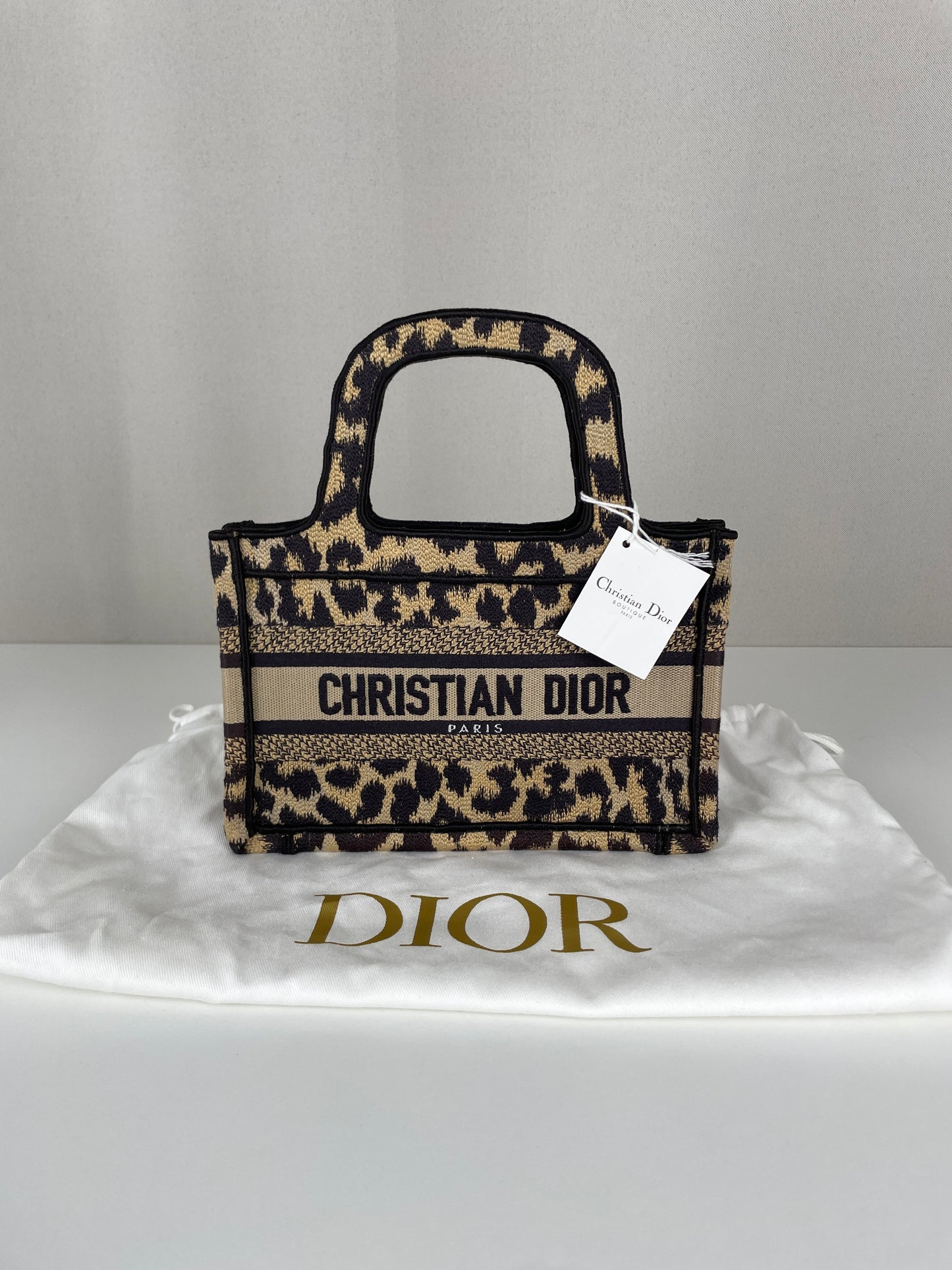 Mini Dior Book Tote leopard print bag