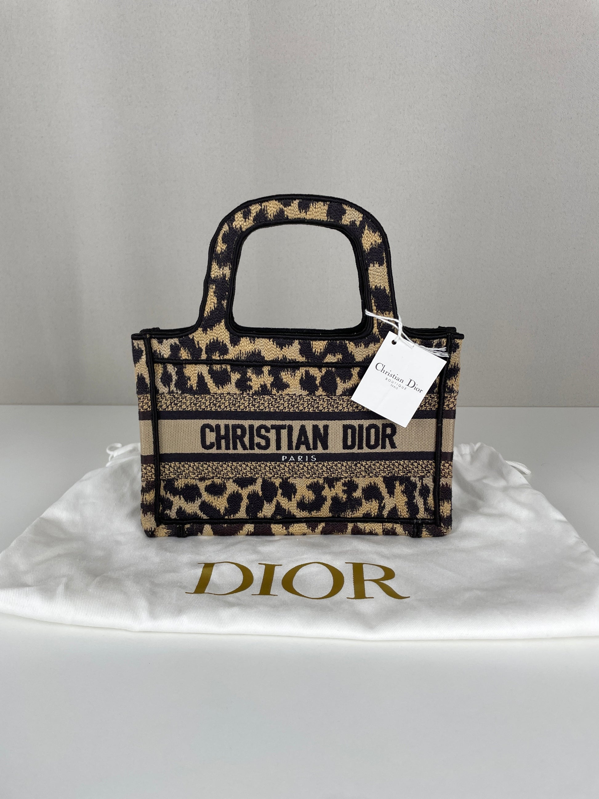 Mini Dior Book Tote leopard print bag