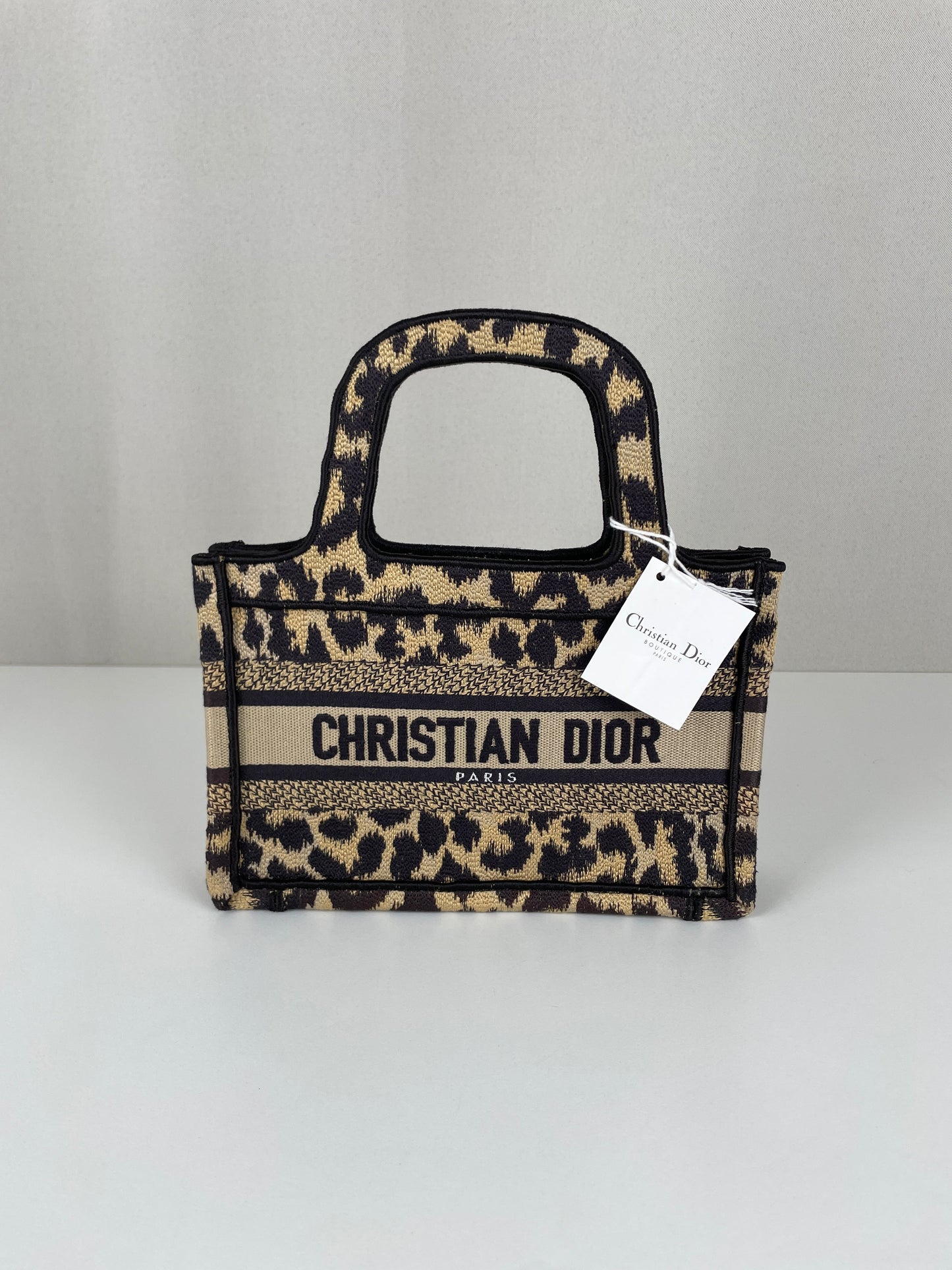 Mini Dior Book Tote leopard print bag