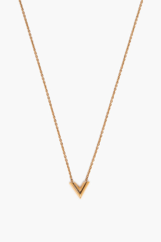 Louis Vuitton Gold Finish Essential V Necklace