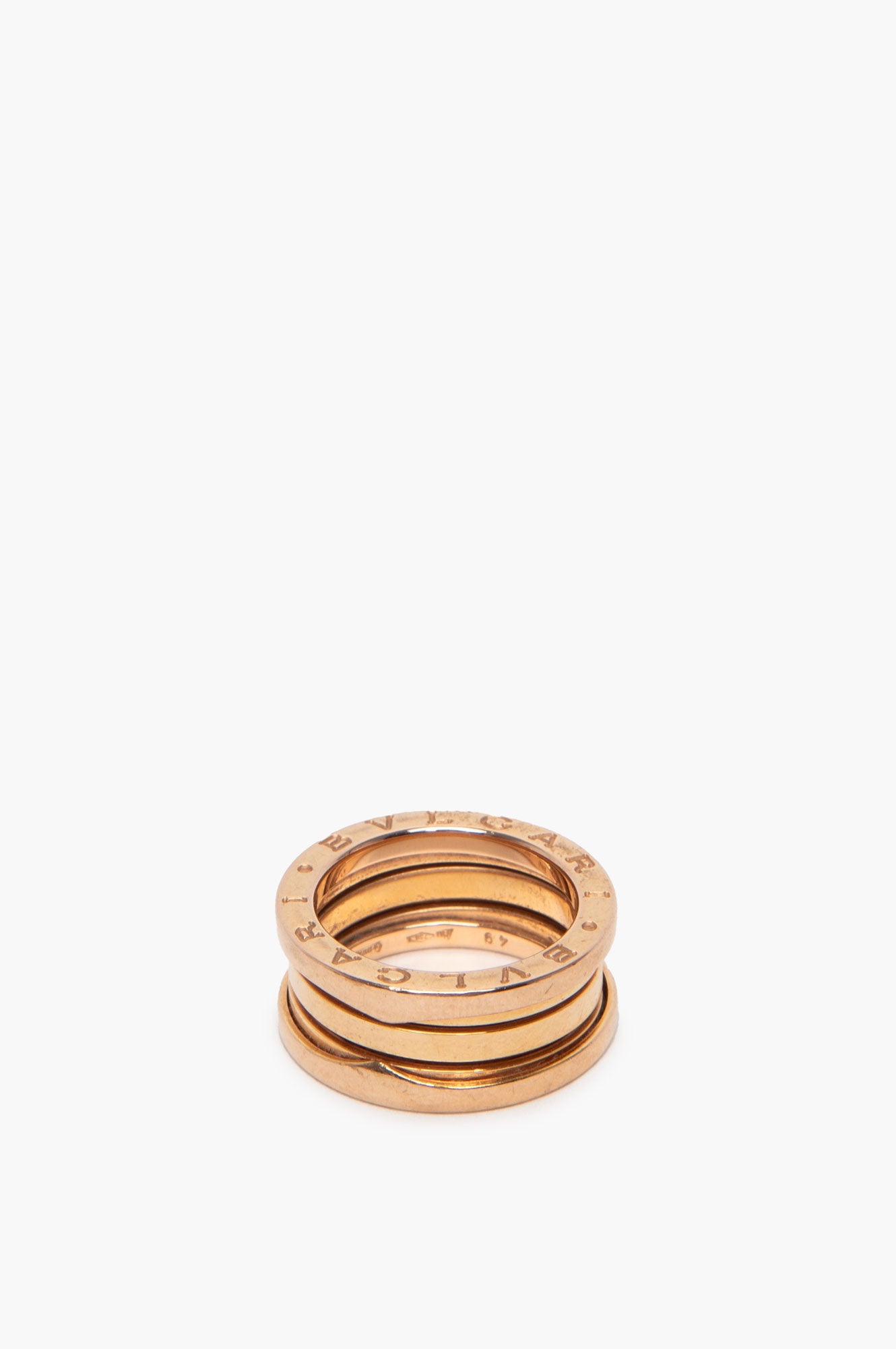 Bvlgari 18k Rose Gold B.zero1 Three-Band Ring Size 4.75