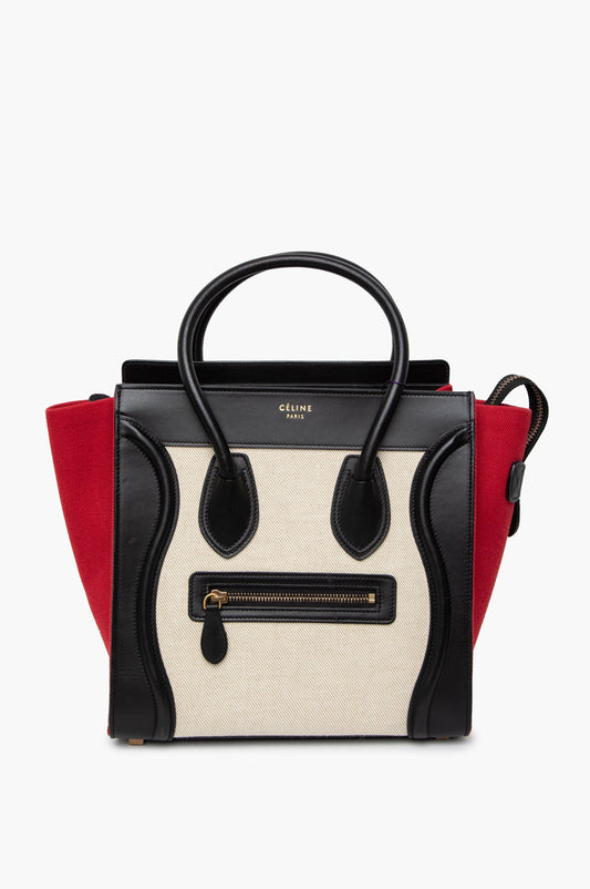 Celine Red Tri-Colour Mini Luggage Tote