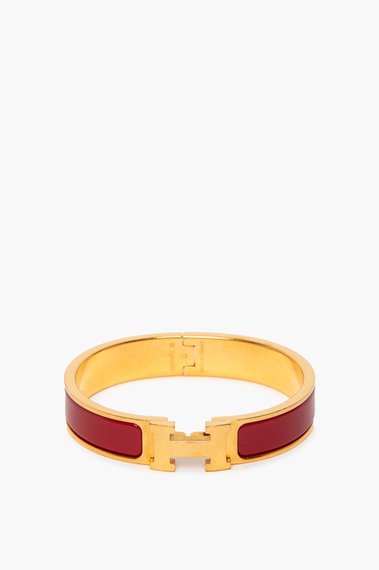 Hermès Gold Plated Red Clic H Bracelet PM