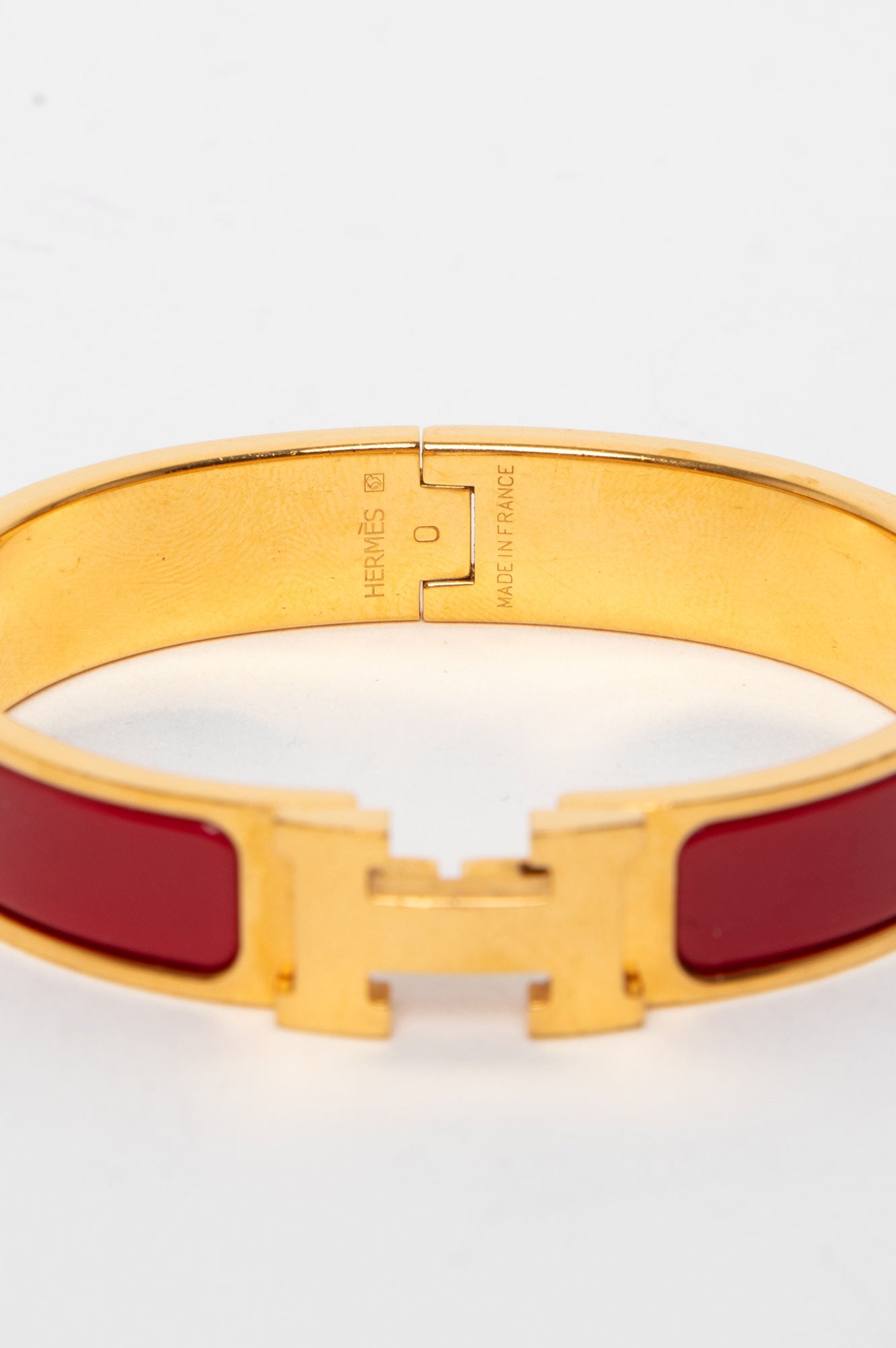 Hermès Gold Plated Red Clic H Bracelet PM