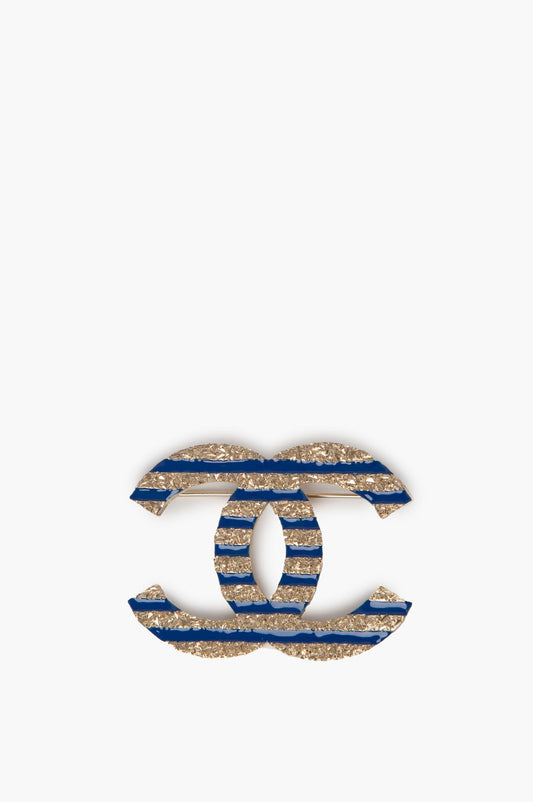 Chanel Blue Large La Pausa CC Logo Blue Brooch
