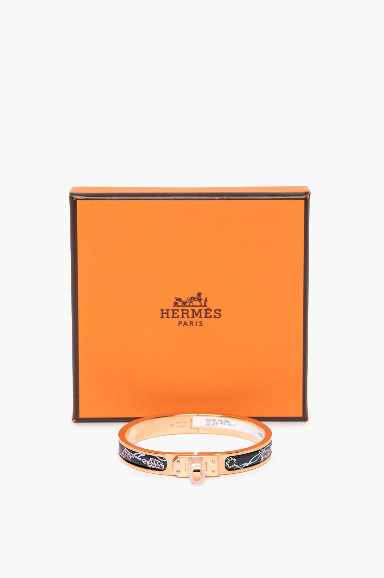 Hermès "Les Cles" Printed Rose Gold Mini Clic Kelly Bracelet PM