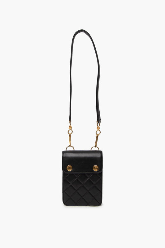 Chanel Vintage Black Leather Pouch With Gold Plated Hardware