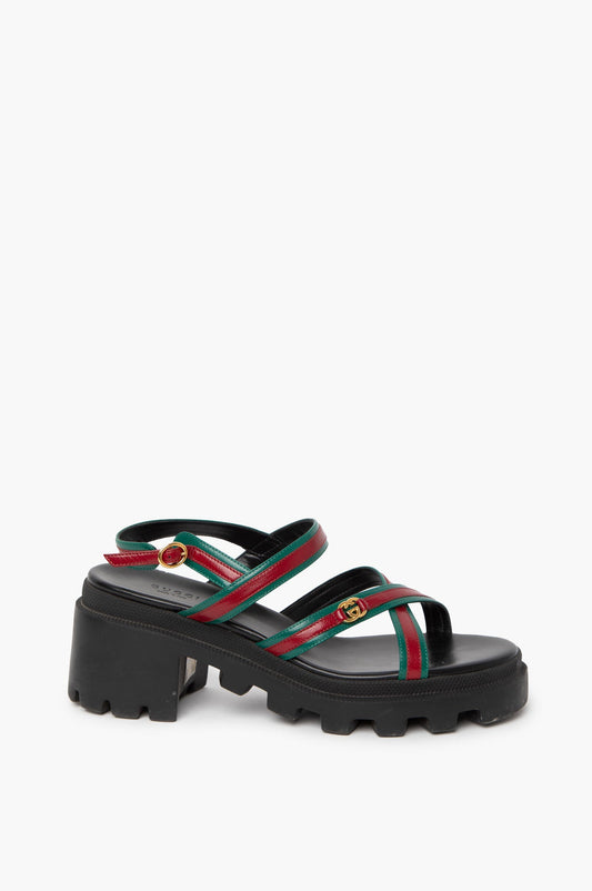 Gucci Green/Red GG Interlocking Sandals Size 40