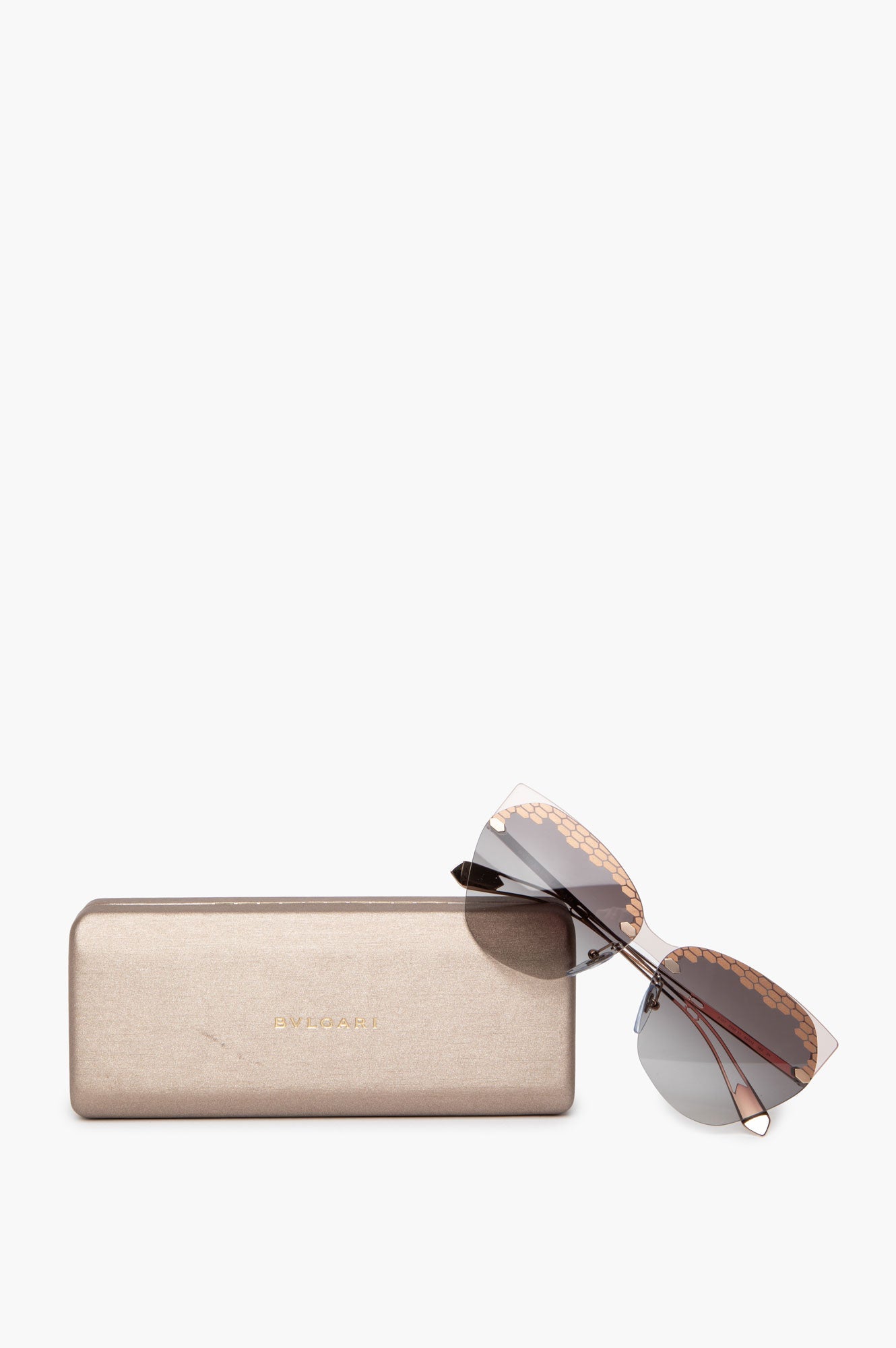 Bvlgari Rose Gold Cat-Eye Serpenti Sunglasses