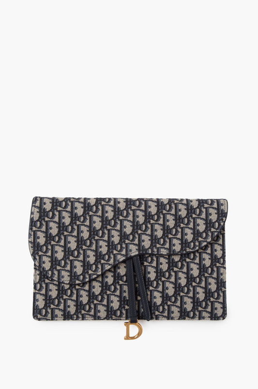 Christian Dior Navy Saddle Monogram Pouch