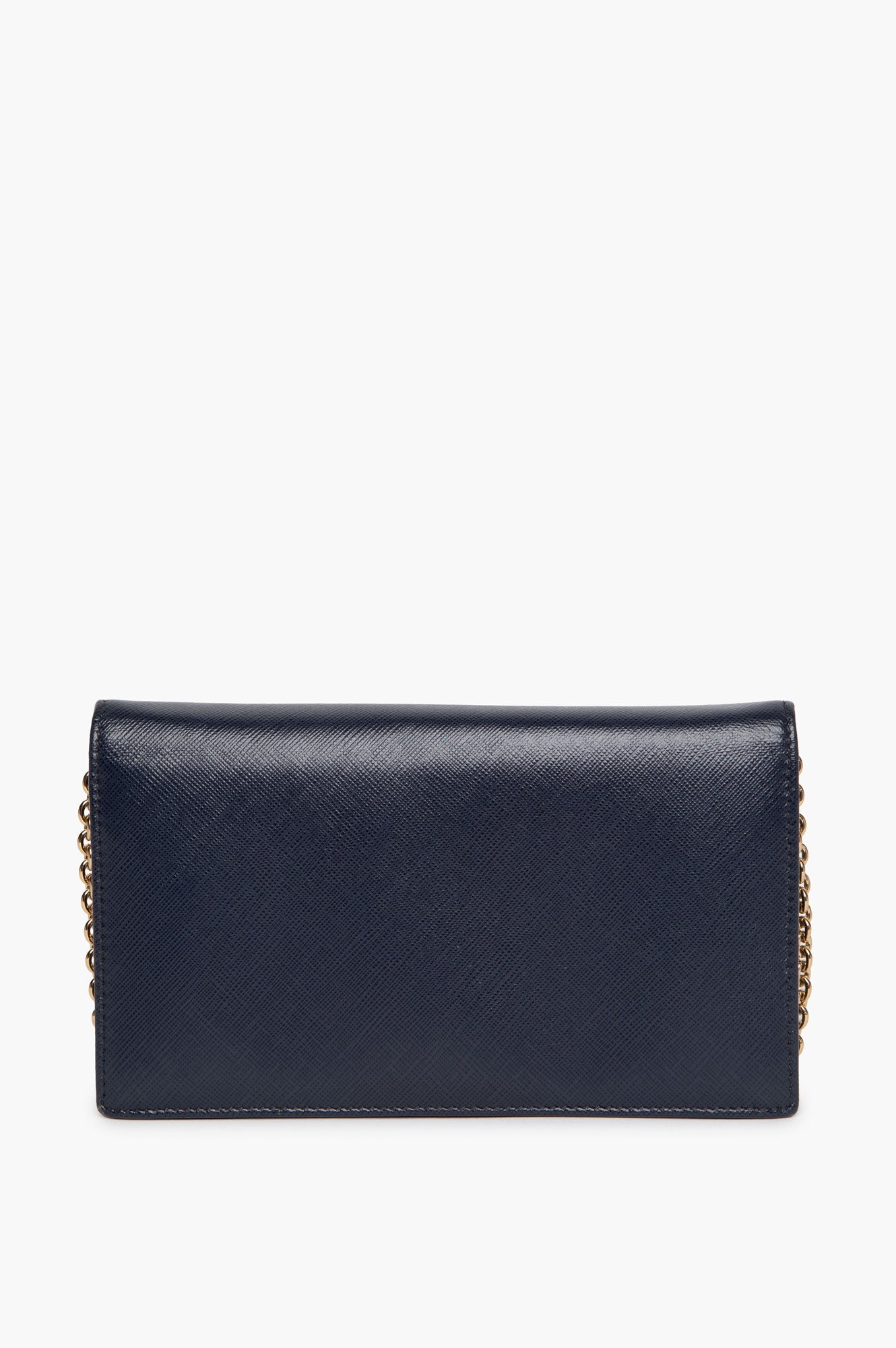 Salvatore Ferragamo Navy Saffiano Leather Vara Bow Chain Wallet