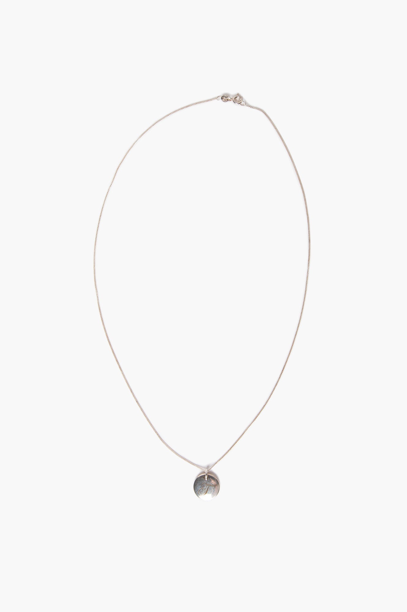 Tiffany & Co. Sterling Silver "T" Initial Engraving Pendant Necklace