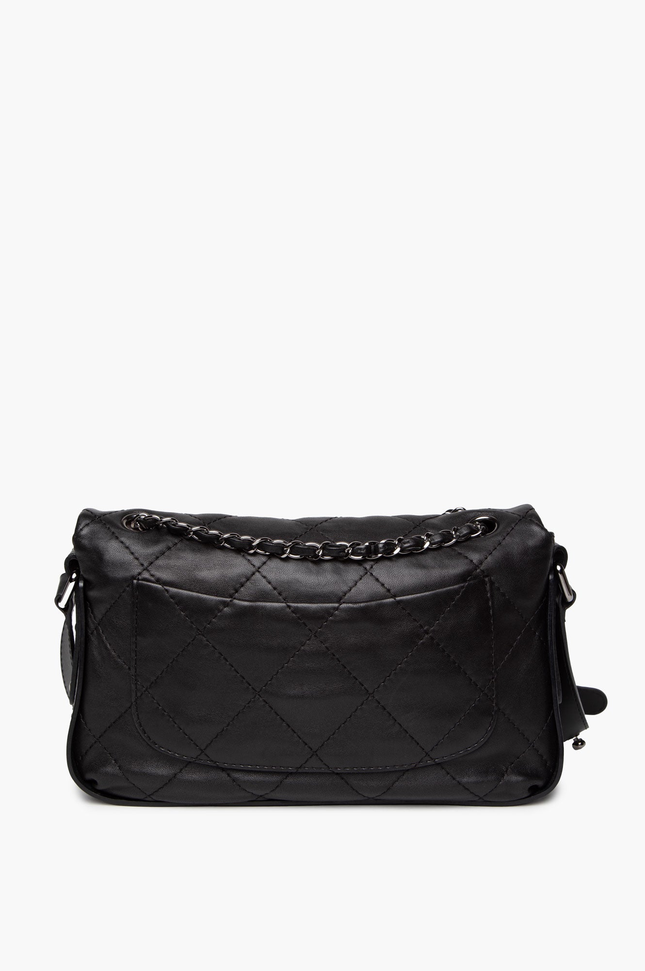 Chanel Black Lambskin CC Curved Flap Bag
