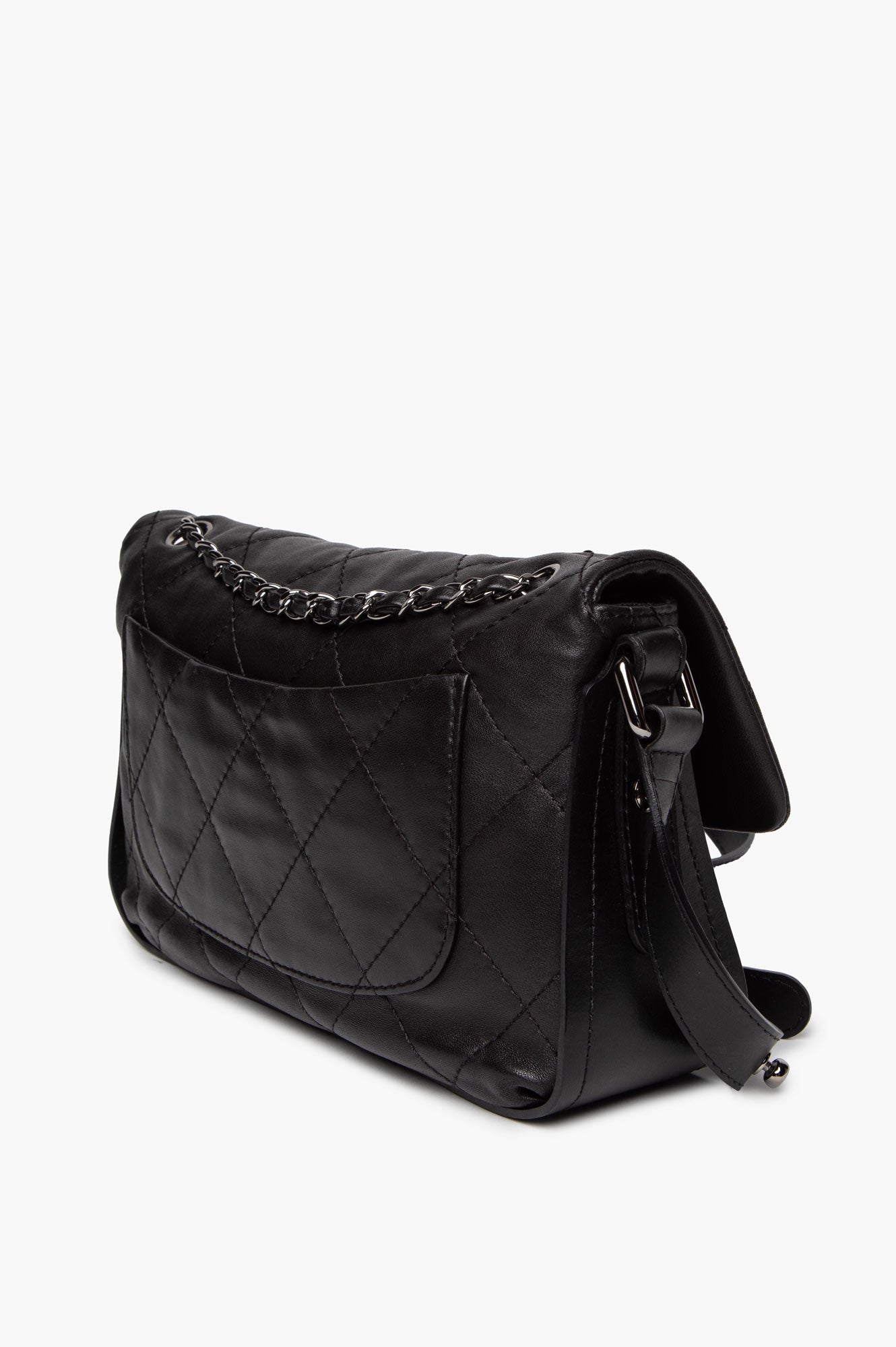 Chanel Black Lambskin CC Curved Flap Bag