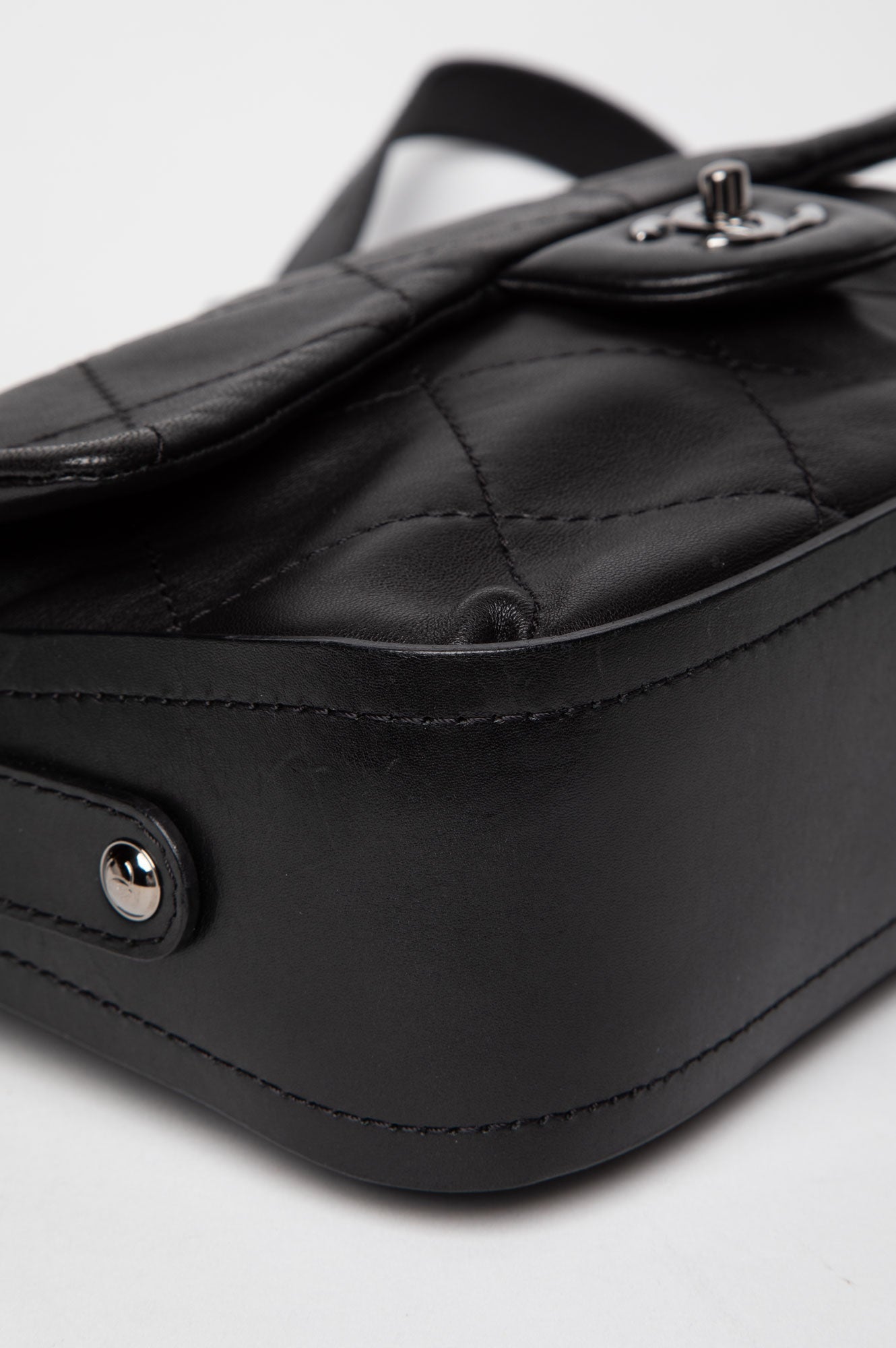 Chanel Black Lambskin CC Curved Flap Bag