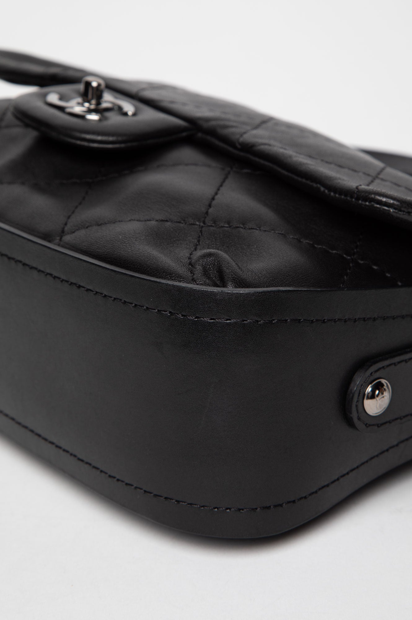 Chanel Black Lambskin CC Curved Flap Bag
