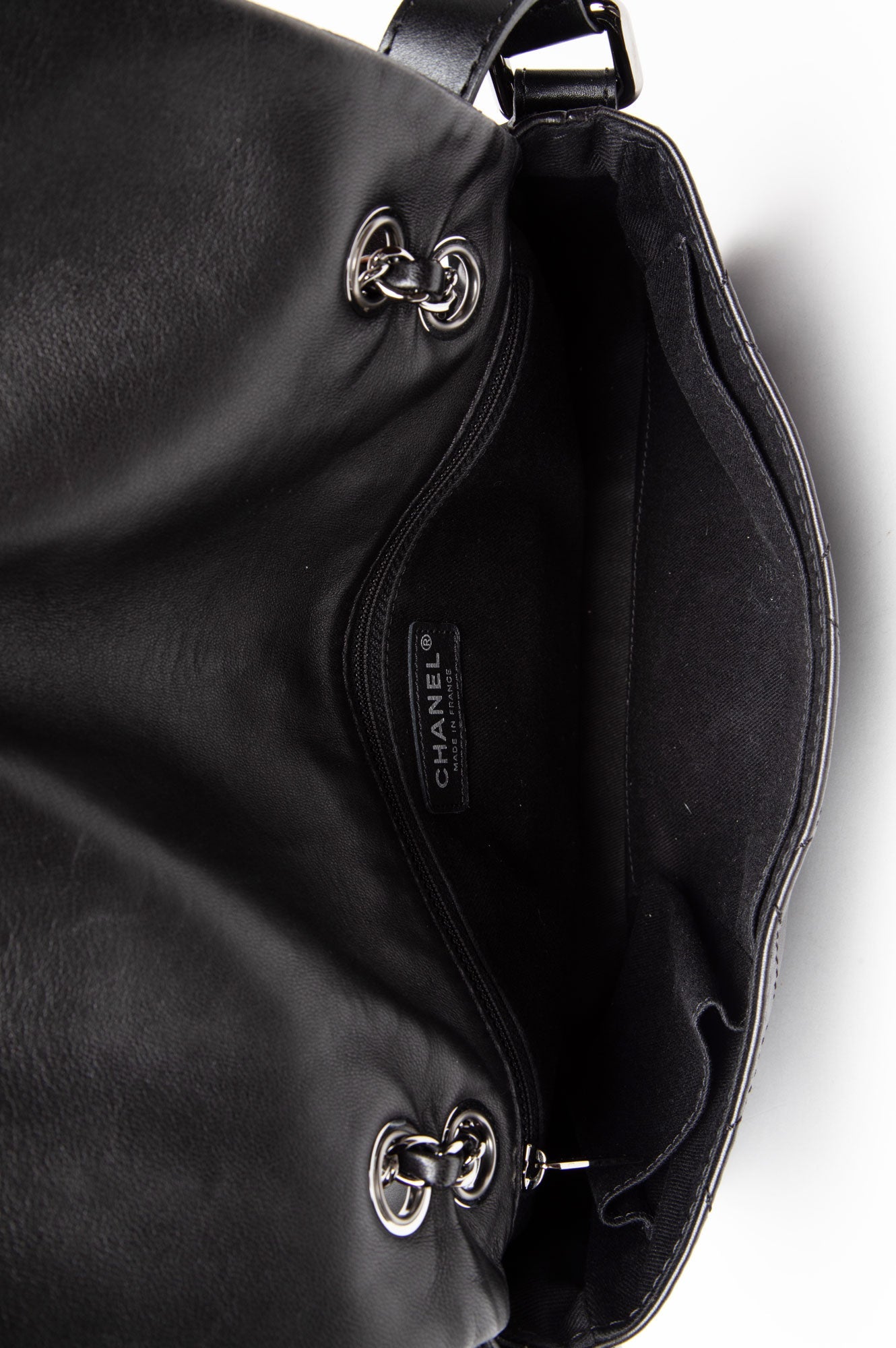 Chanel Black Lambskin CC Curved Flap Bag