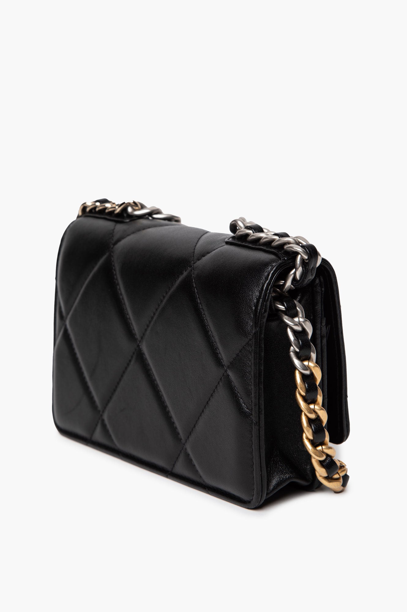 Chanel Black Lambskin 19 Wallet On Chain Bag
