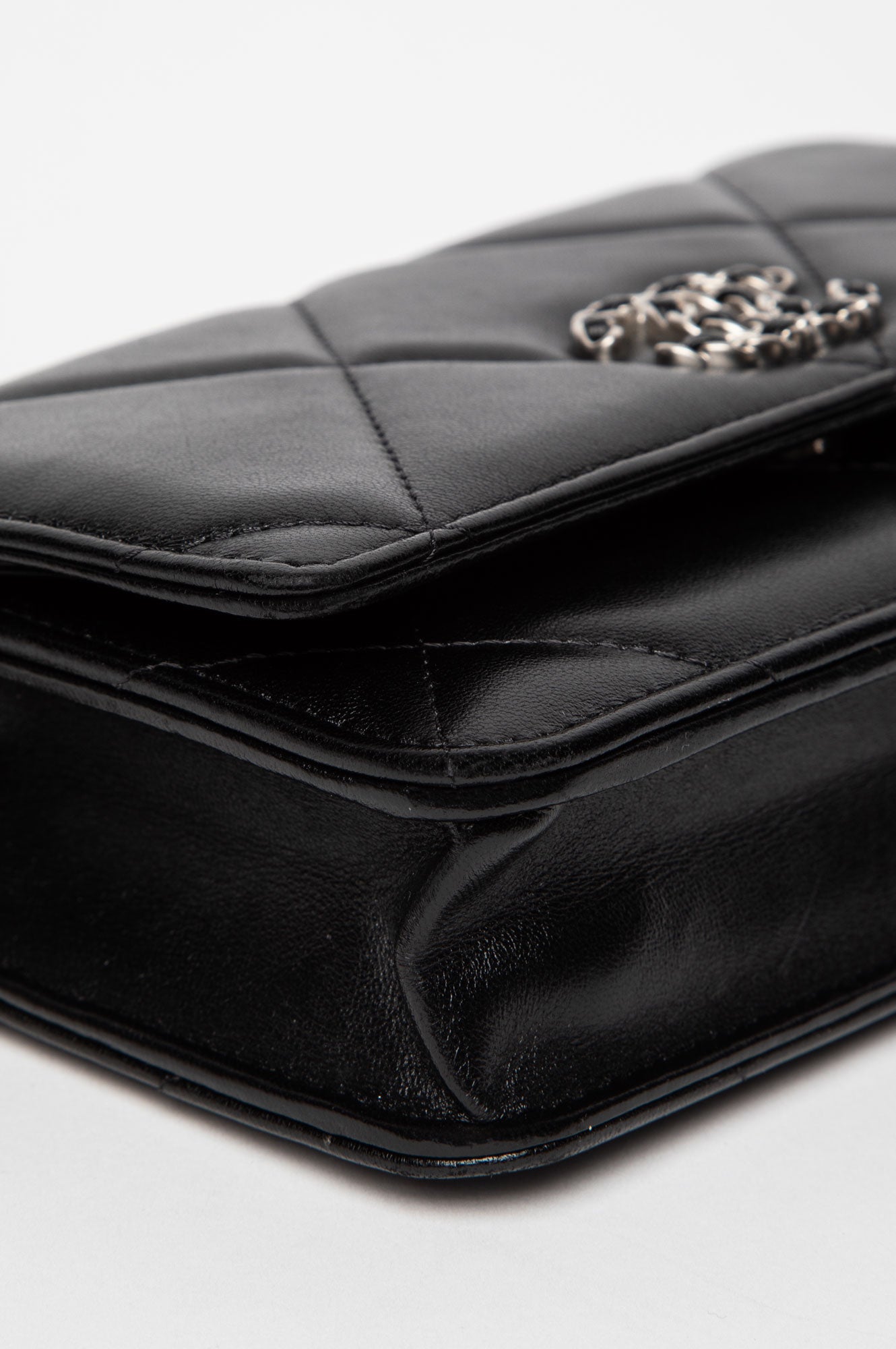 Chanel Black Lambskin 19 Wallet On Chain Bag