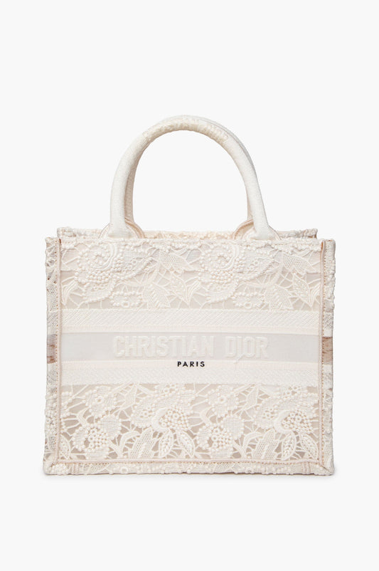 Christian Dior Transparent Embroidered Mesh Cream Lace Book Tote