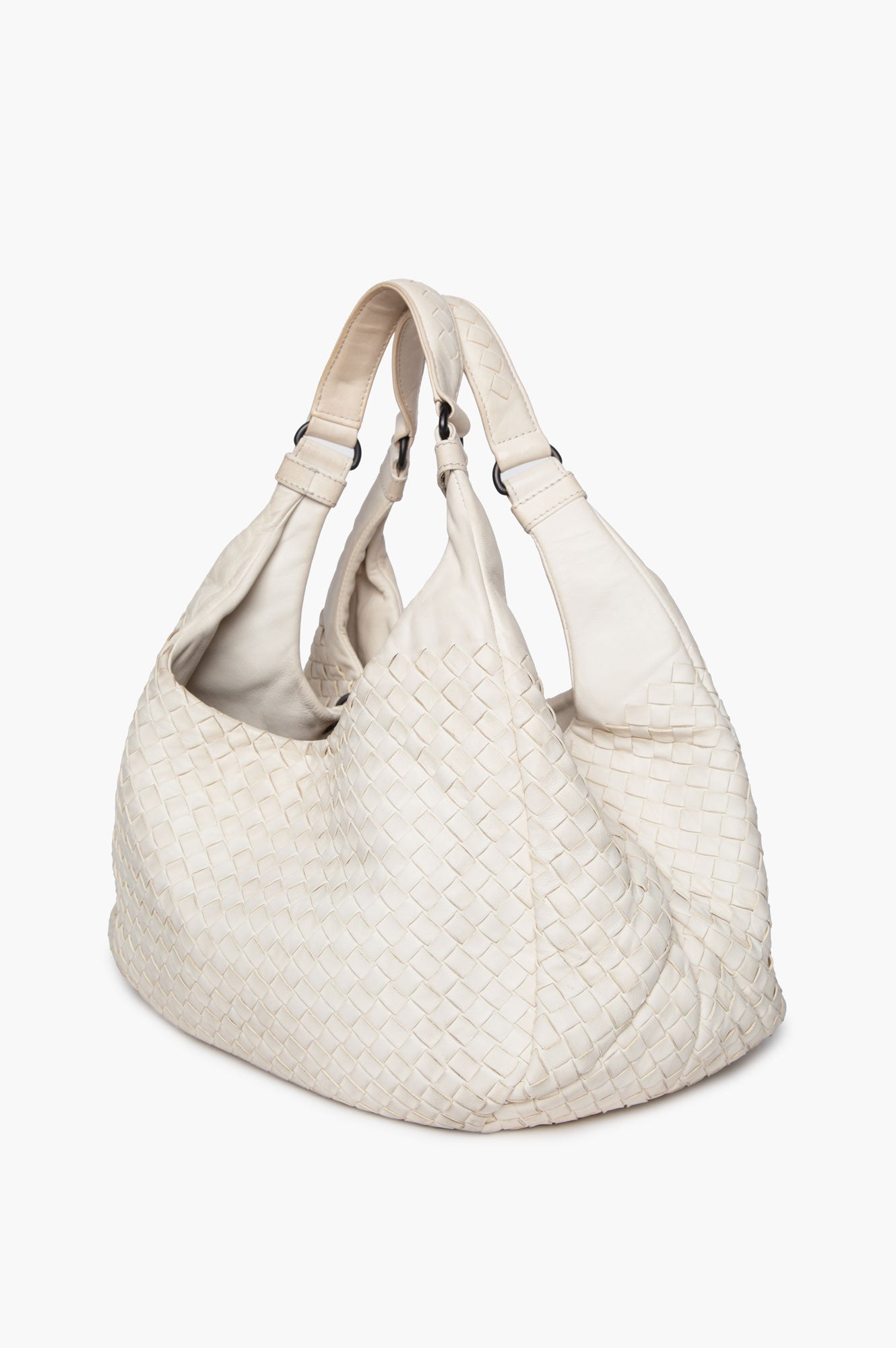 Bottega Veneta White Intrecciato Campana Tote Bag