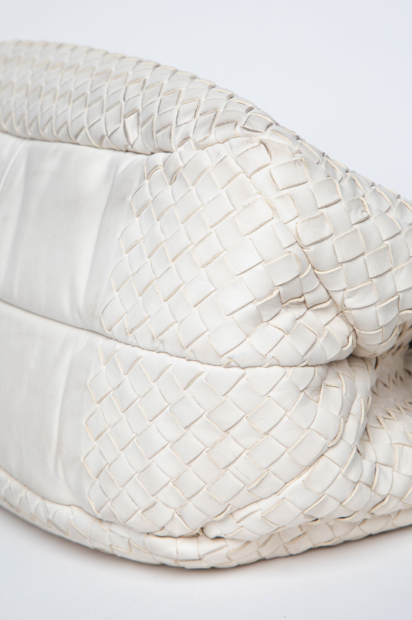 Bottega Veneta White Intrecciato Campana Tote Bag