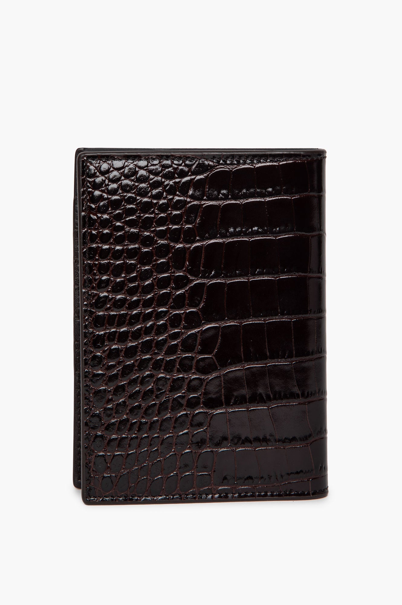 Tom Ford Dark Brown Croc Embossed Passport Holder
