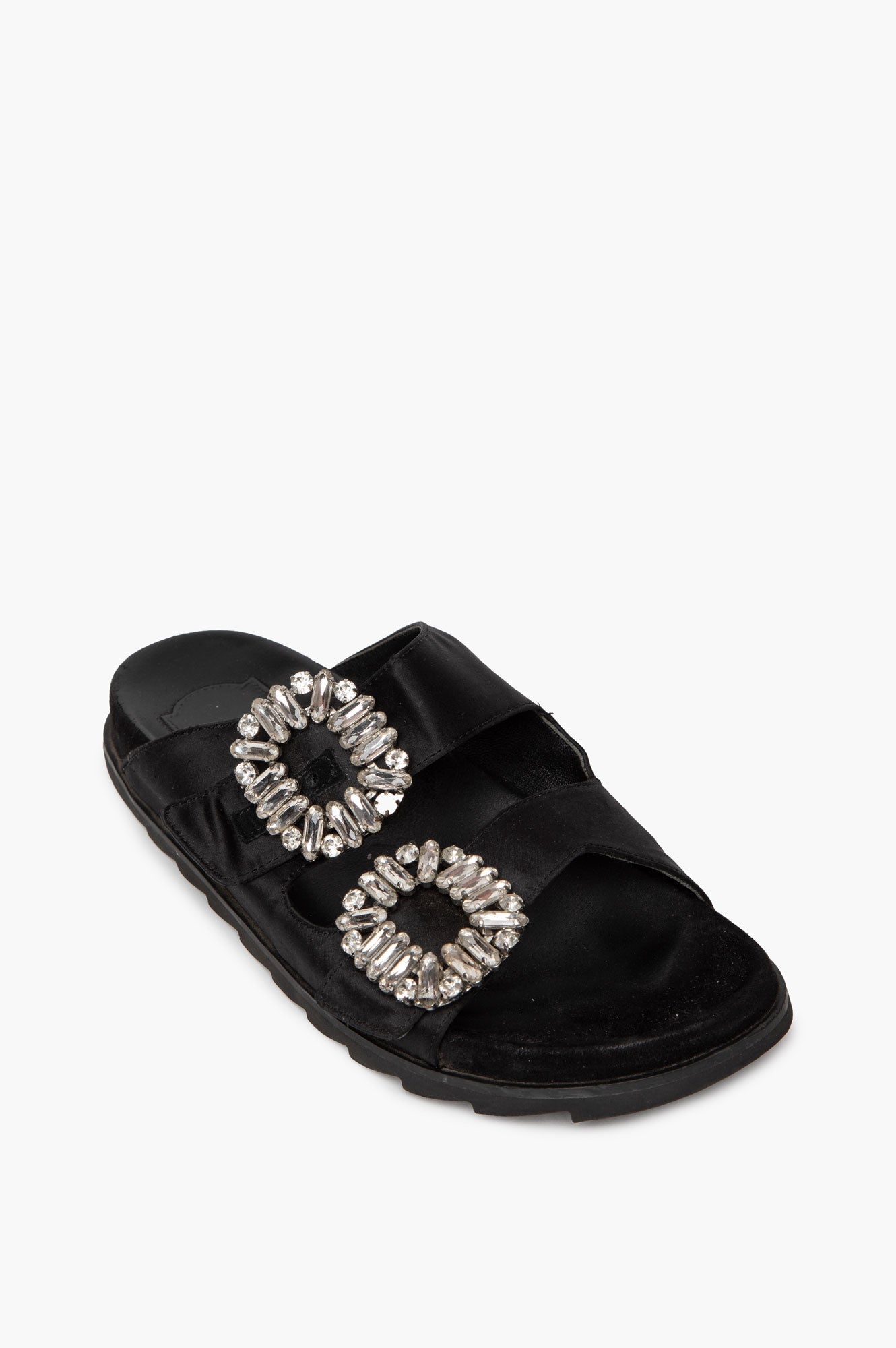 Roger Vivier Black Slidy Viv Leather Mules Size 37