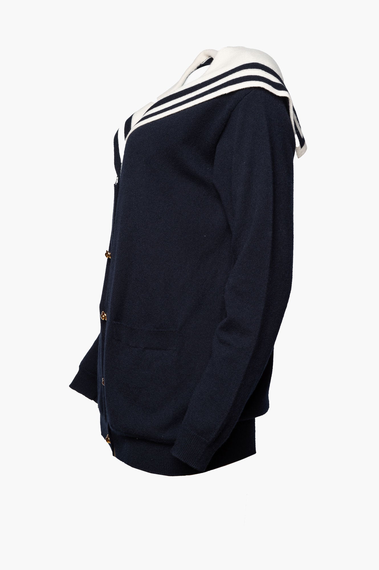 Miu Miu Navy Cashmere Nautical Collar Cardigan 36