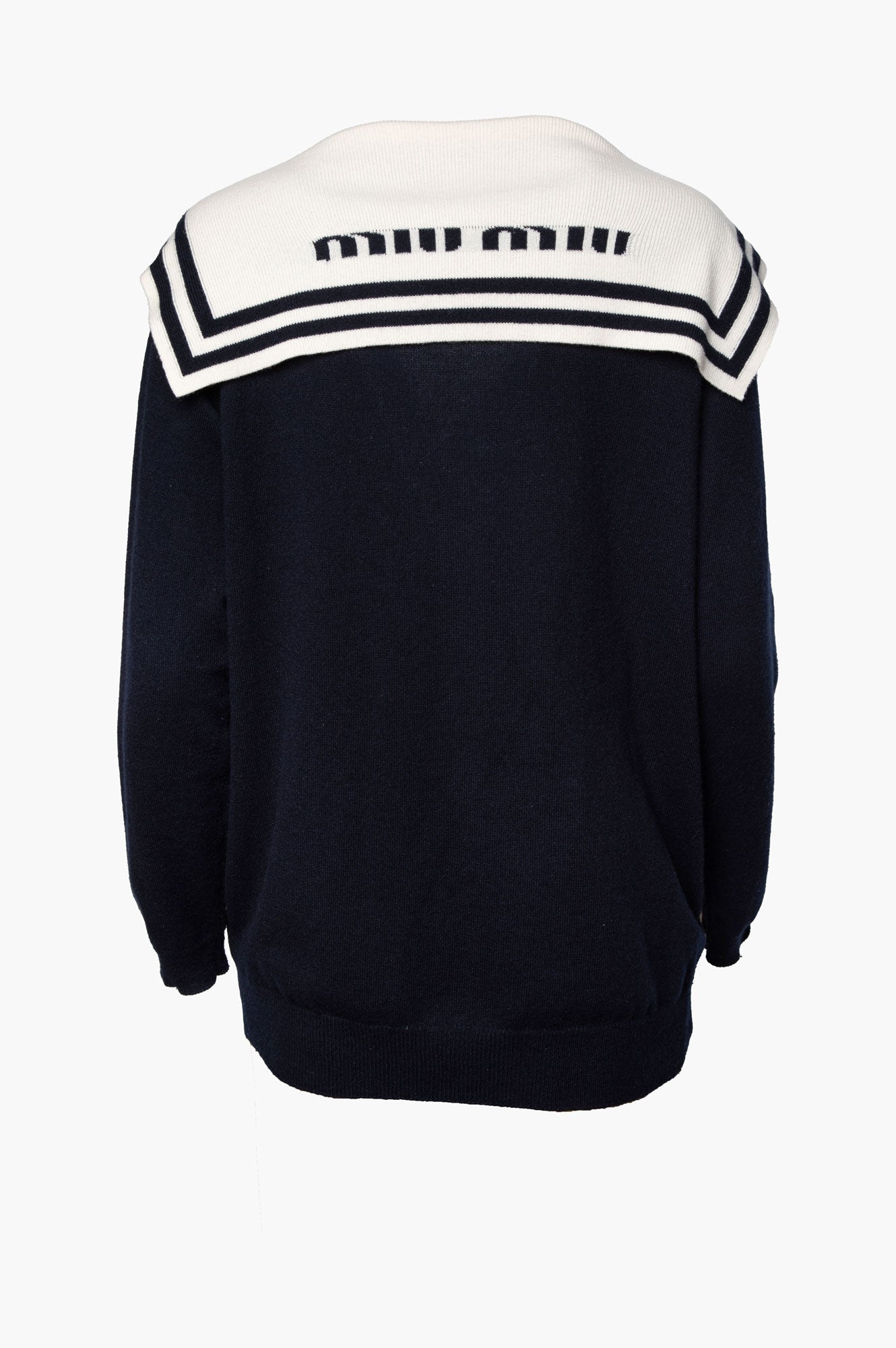Miu Miu Navy Cashmere Nautical Collar Cardigan 36