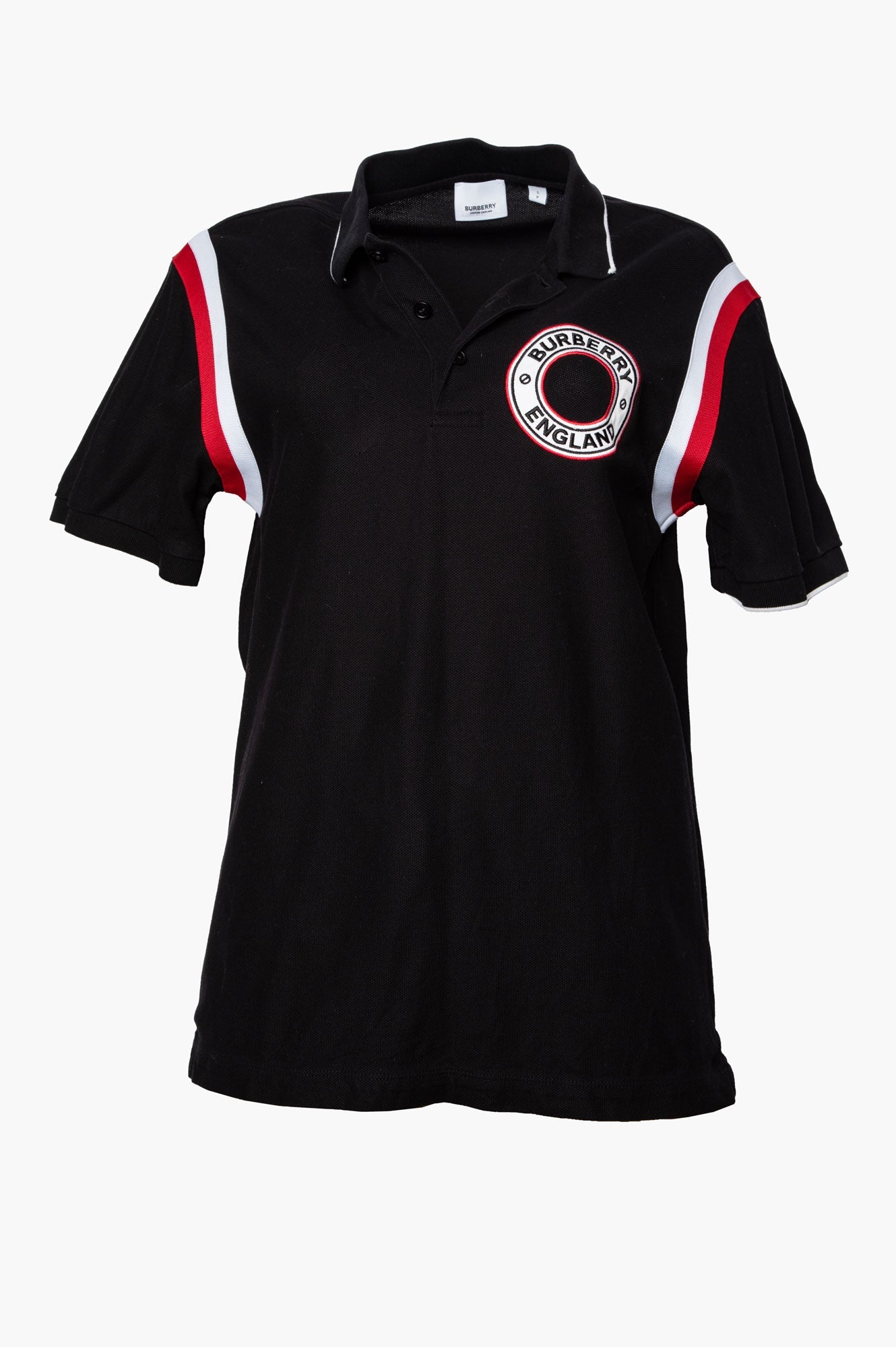 Burberry Black Cotton Graphic Appliqué Polo Shirt