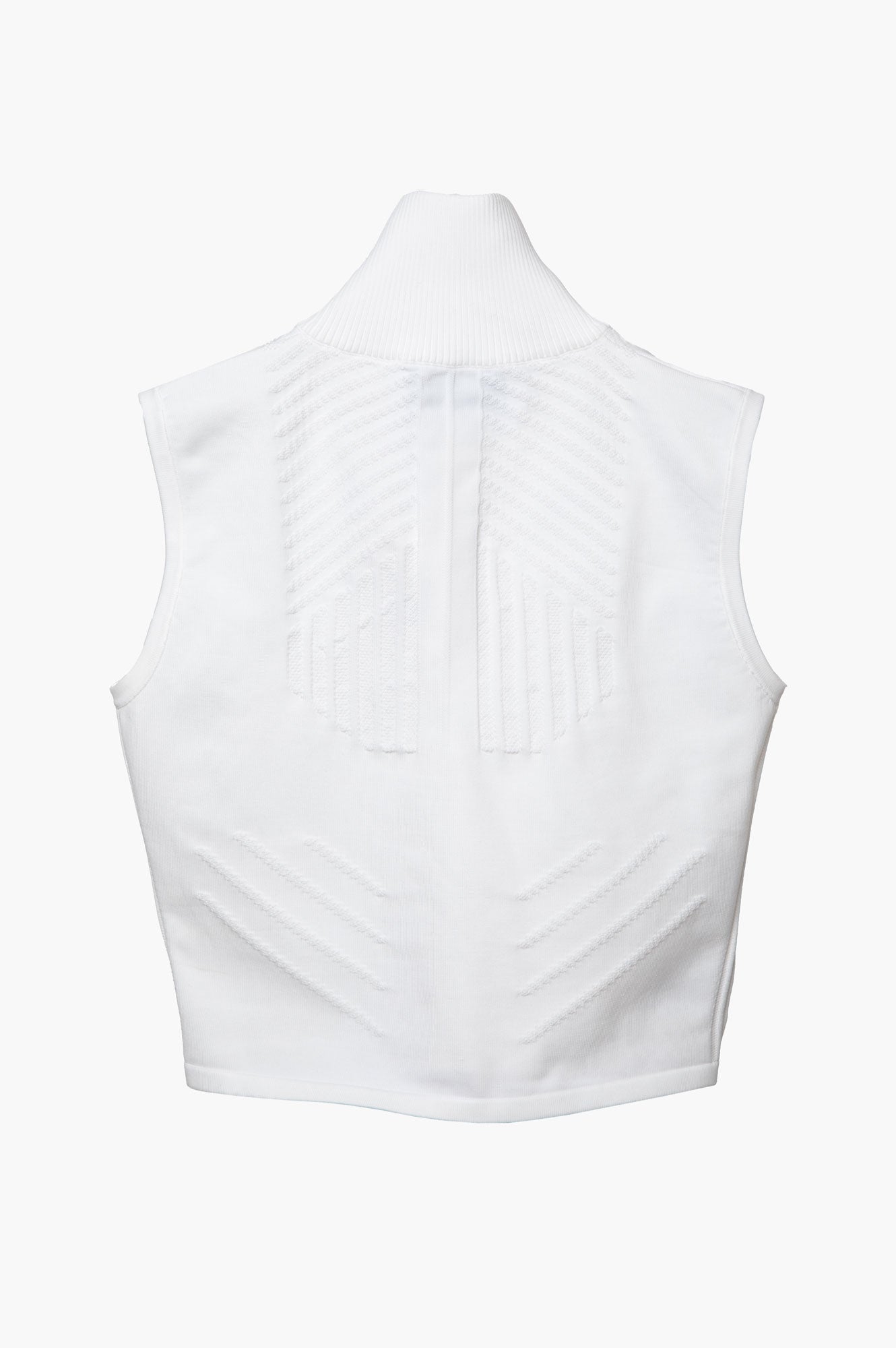 Prada Sport White Sleeveless Half Zip High Neck Crop Top