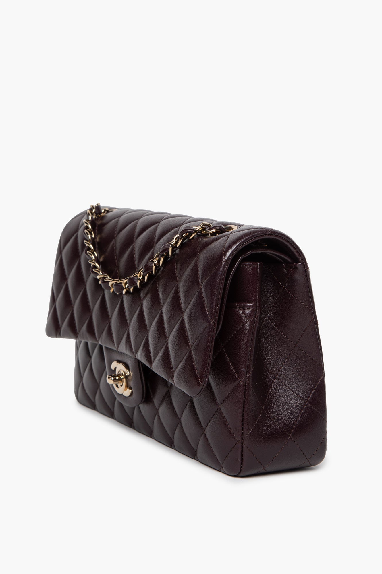 Chanel Dark Purple Lambskin Medium Classic Flap Bag 2025