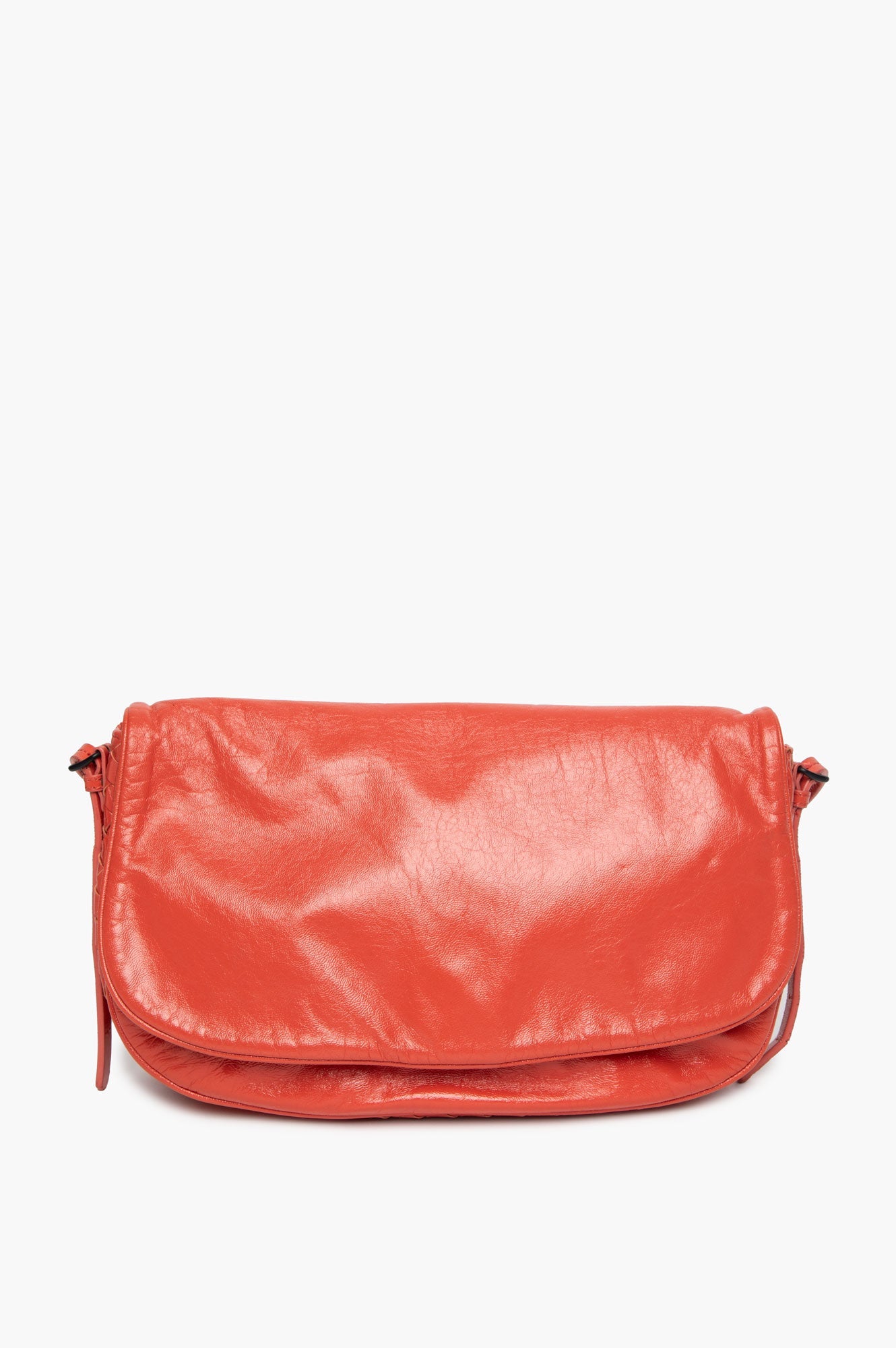 Bottega Veneta Magma Glazed Leather Crossbody Flap Bag