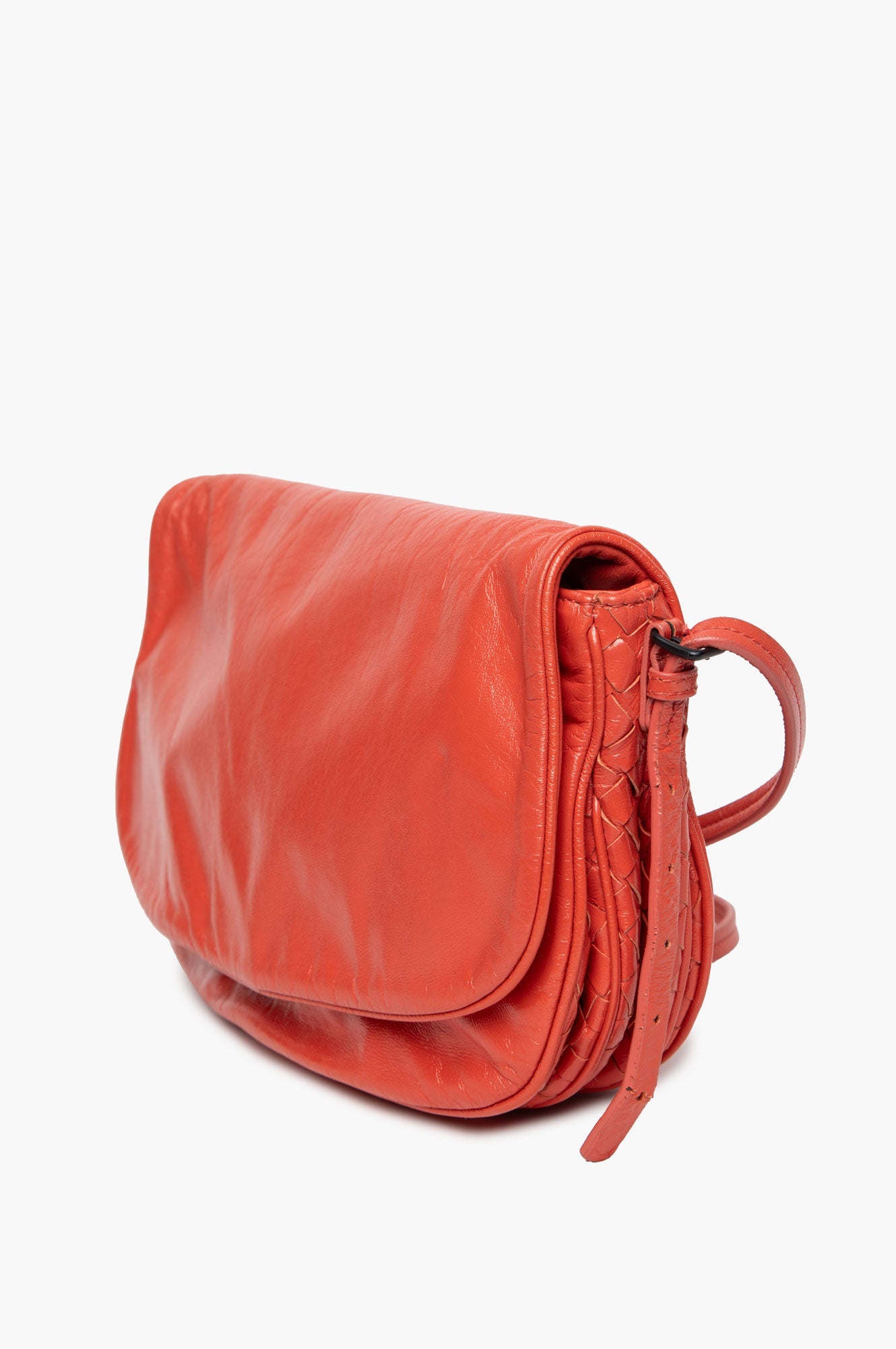 Bottega Veneta Magma Glazed Leather Crossbody Flap Bag