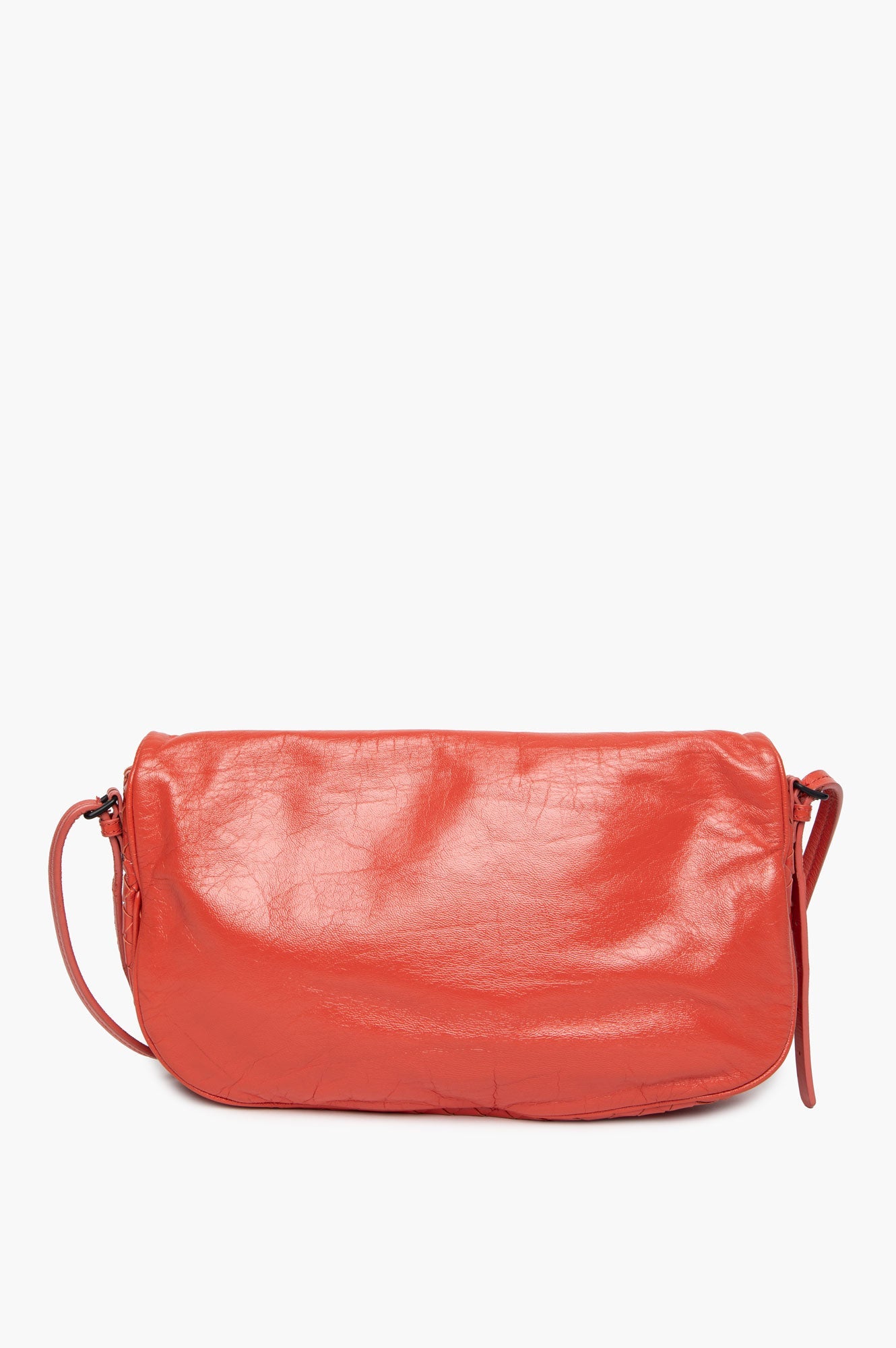 Bottega Veneta Magma Glazed Leather Crossbody Flap Bag