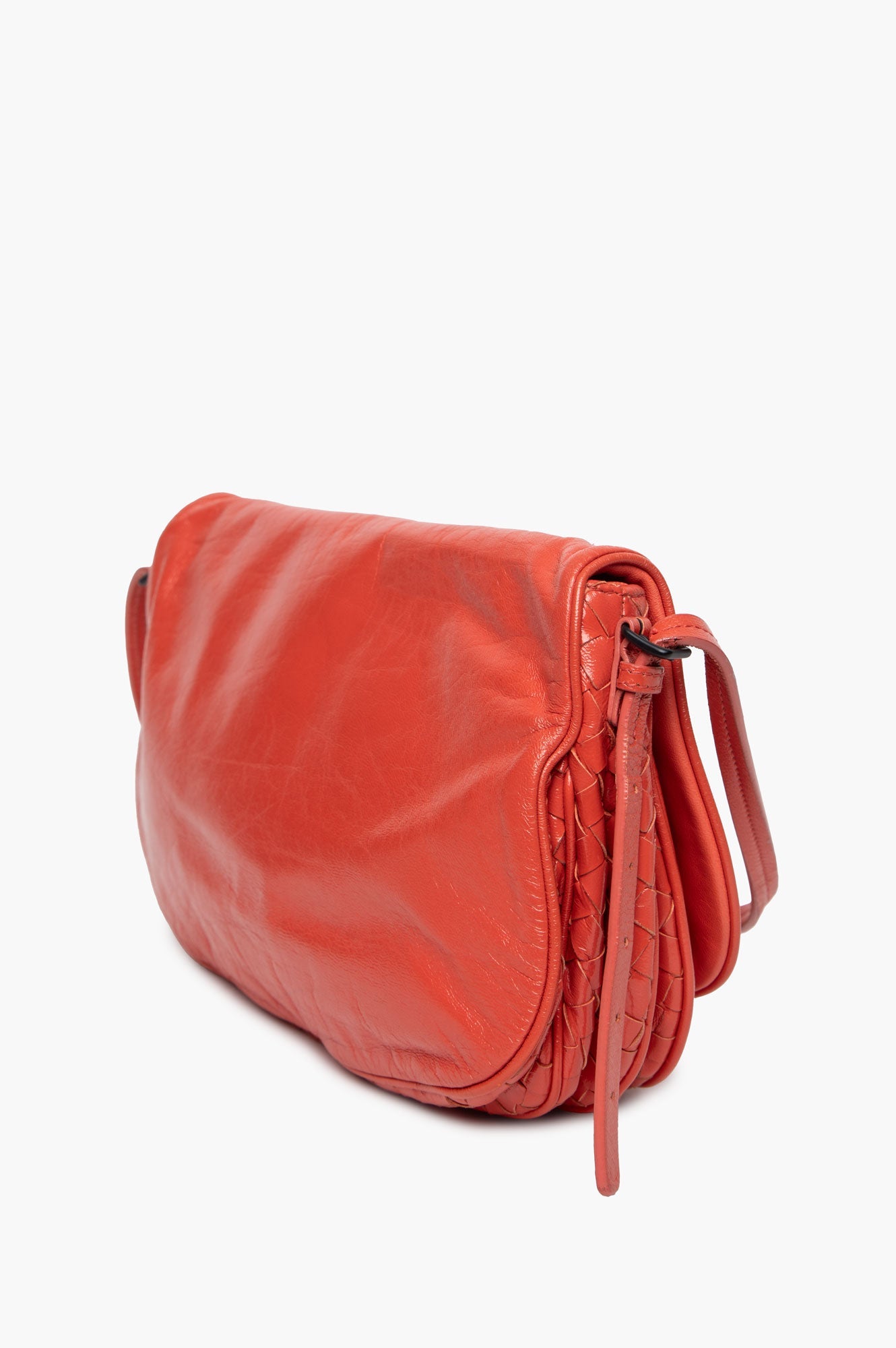 Bottega Veneta Magma Glazed Leather Crossbody Flap Bag