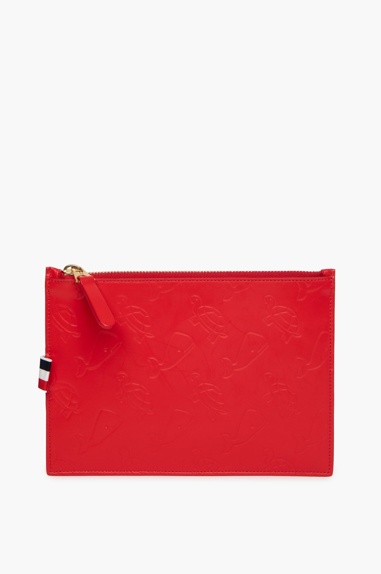 Thom Browne Red Embossed Leather Clutch