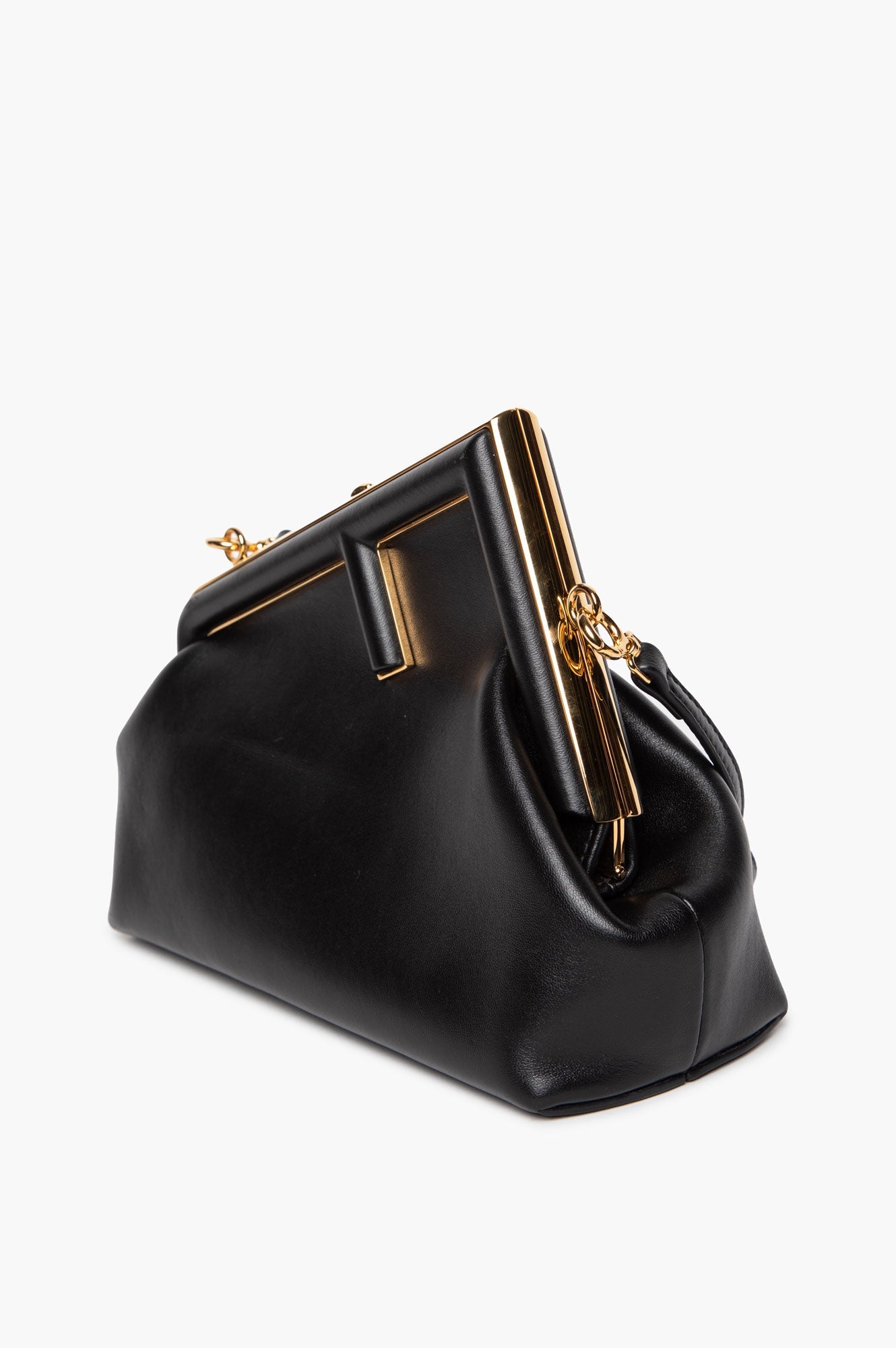 Fendi First Midi Nappa Leather Clutch With Strap