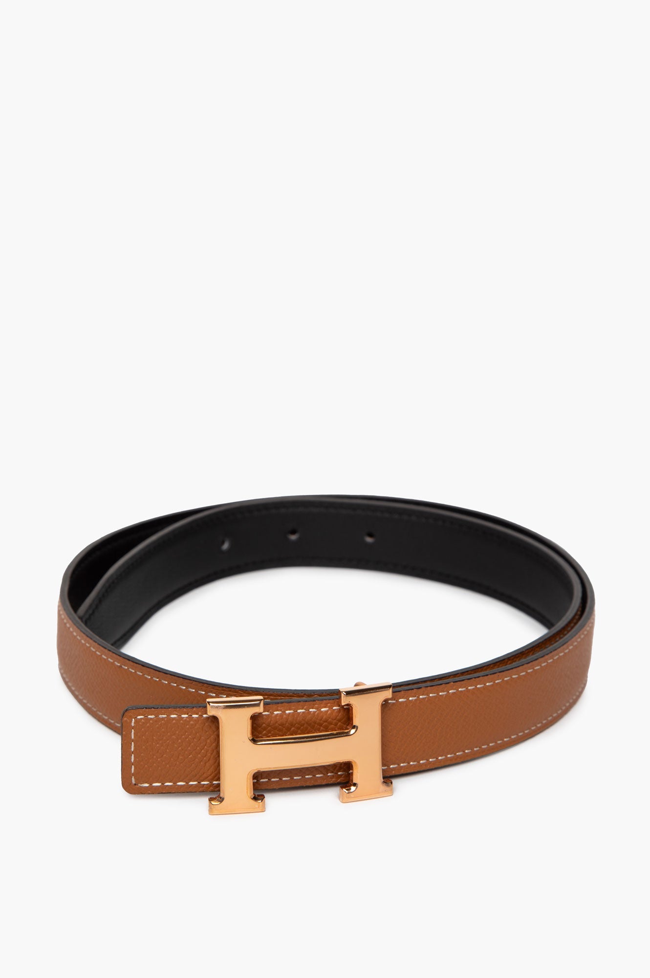 Hermès Gold/Black Reversible H Belt 75cm