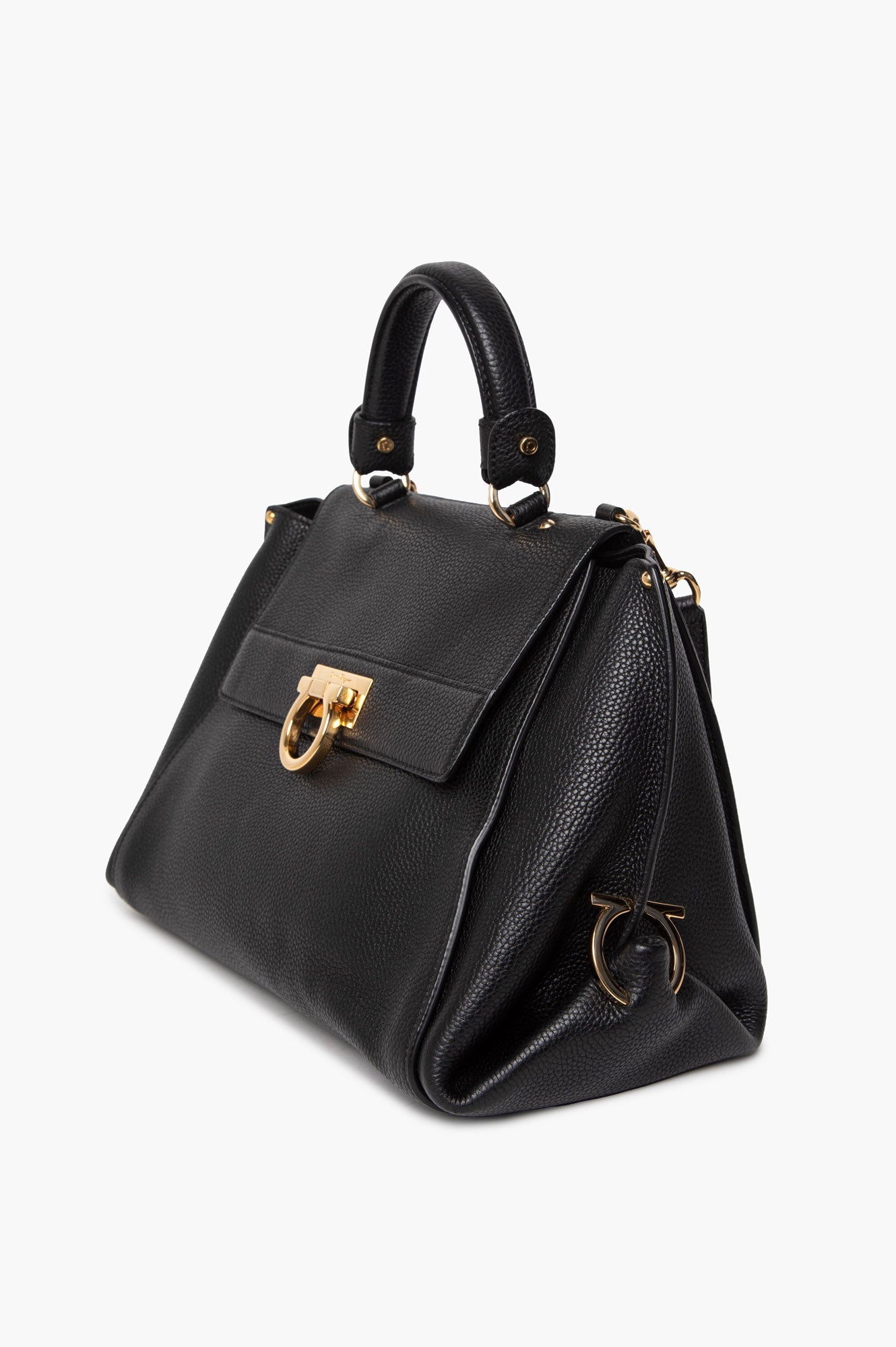 Salvatore Ferragamo Medium Black Leather Sofia Satchel
