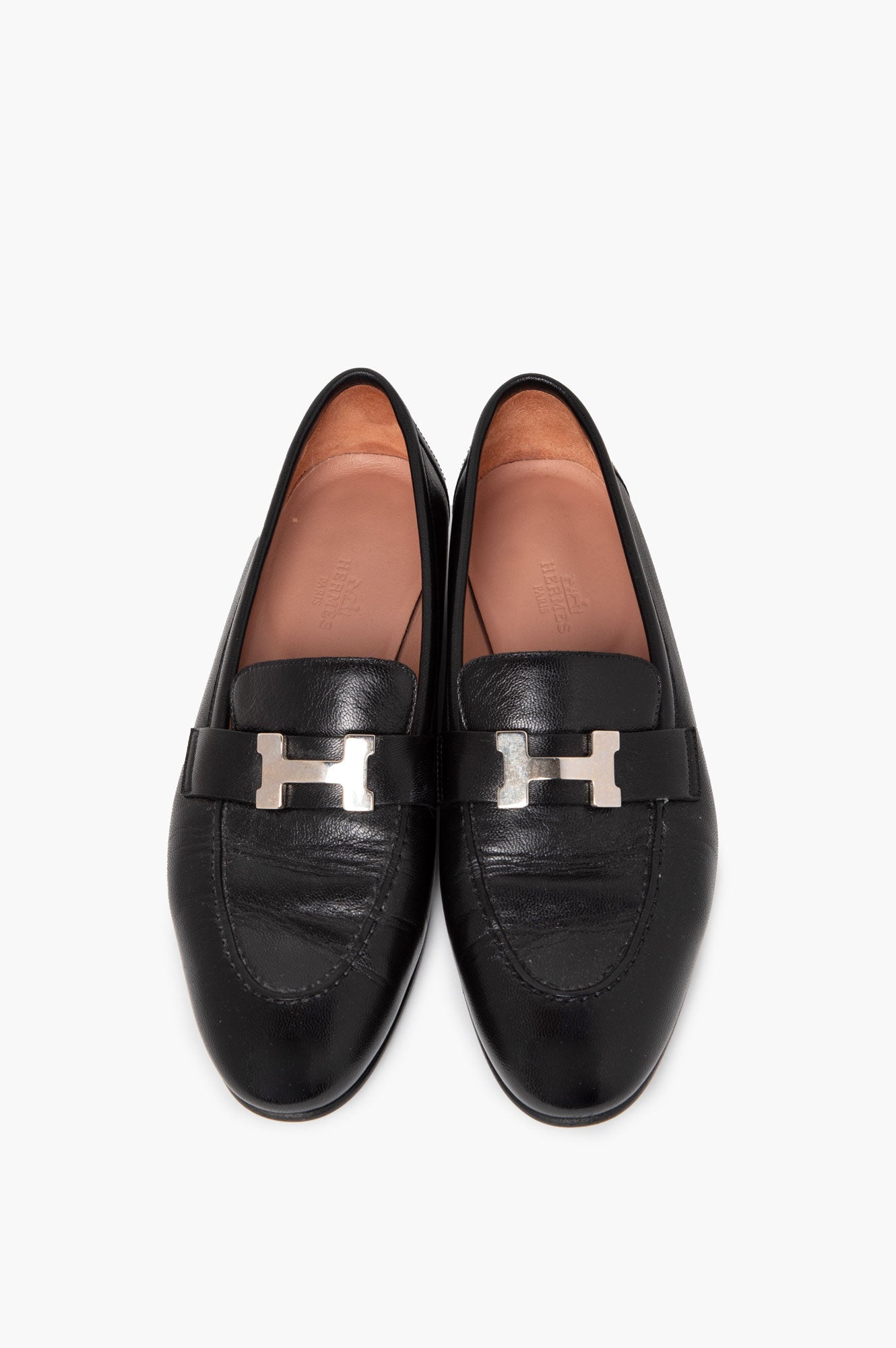 Hermès Black Leather Paris Loafer Size 37.5