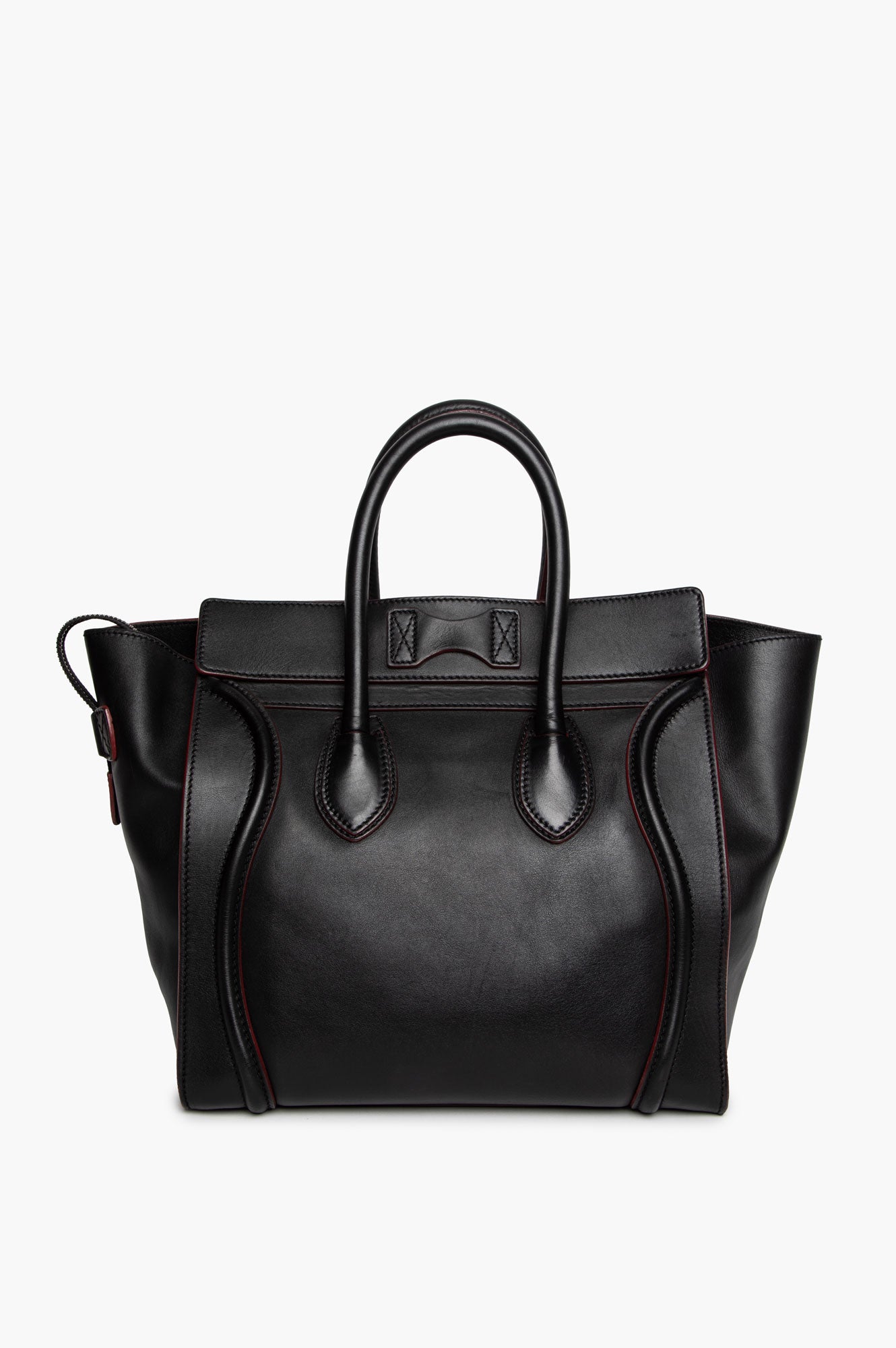Céline Black Smooth Calfskin Red Trim Mini Luggage Tote