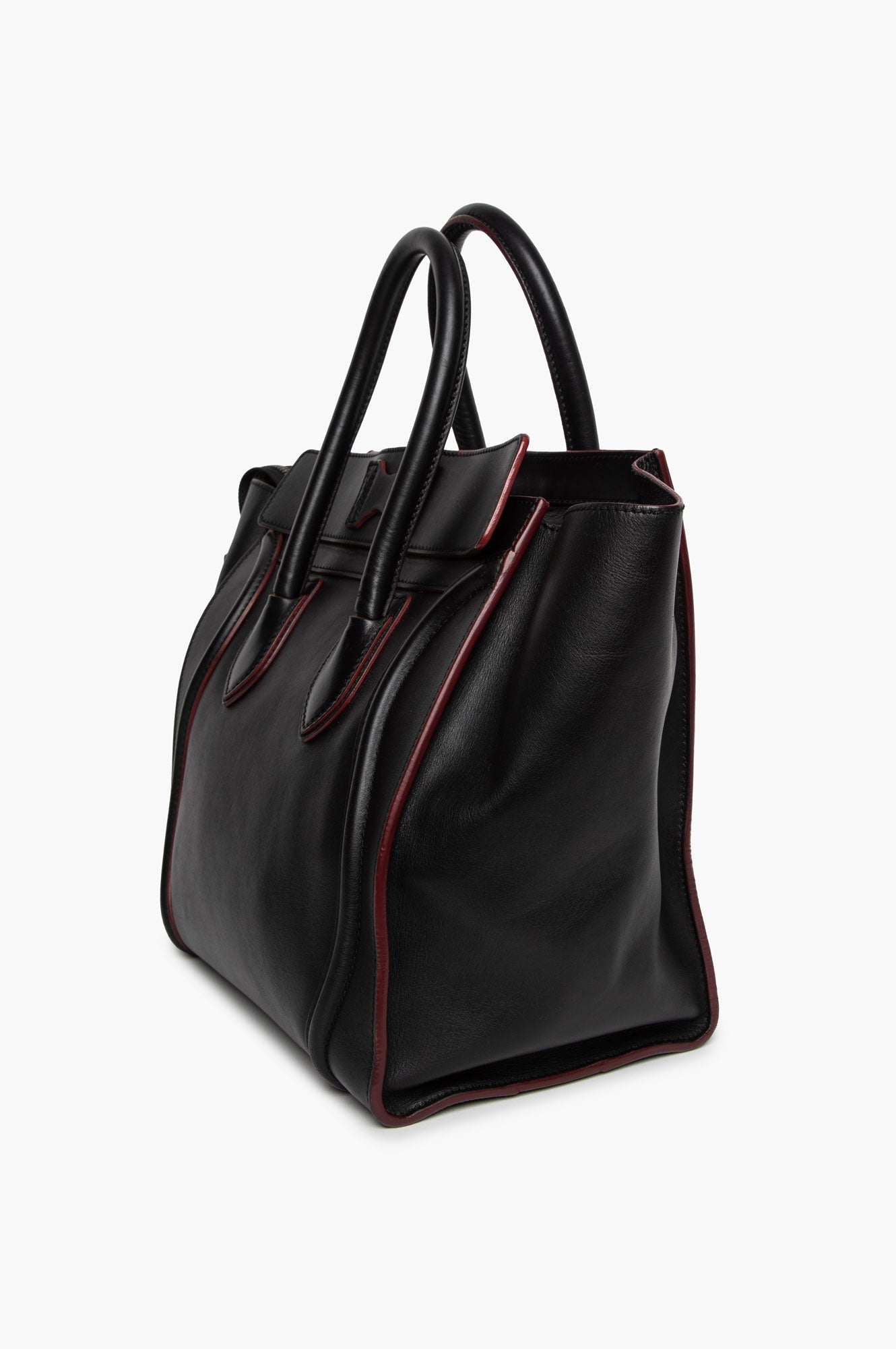 Céline Black Smooth Calfskin Red Trim Mini Luggage Tote