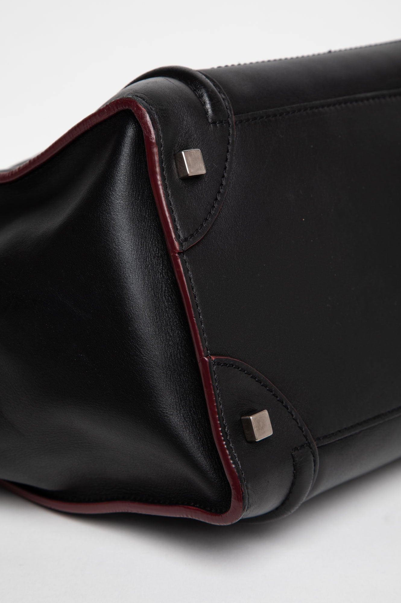 Céline Black Smooth Calfskin Red Trim Mini Luggage Tote