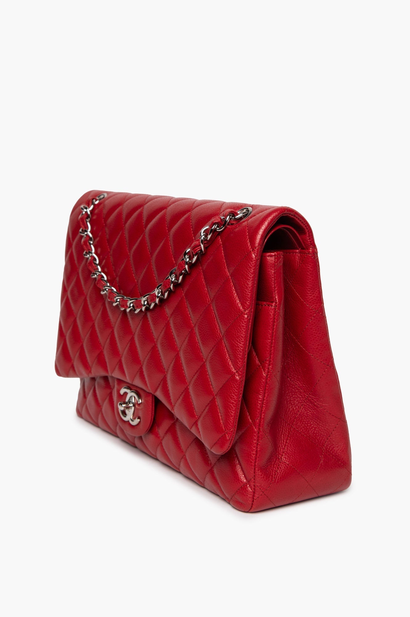 Chanel Red Caviar Maxi Classic Double Flap Bag