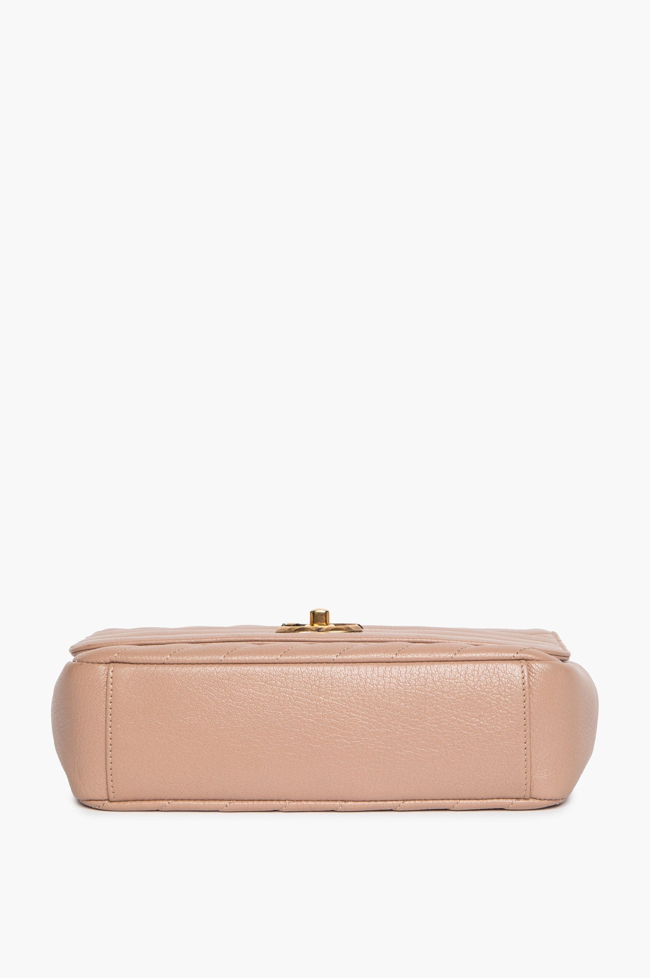 Chanel Beige Goatskin Diagonal Chevron CC Flap Bag