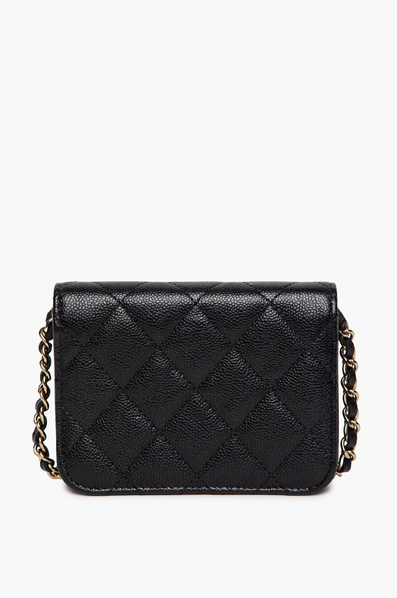Chanel Mini Black Caviar Flap Pouch with Strap