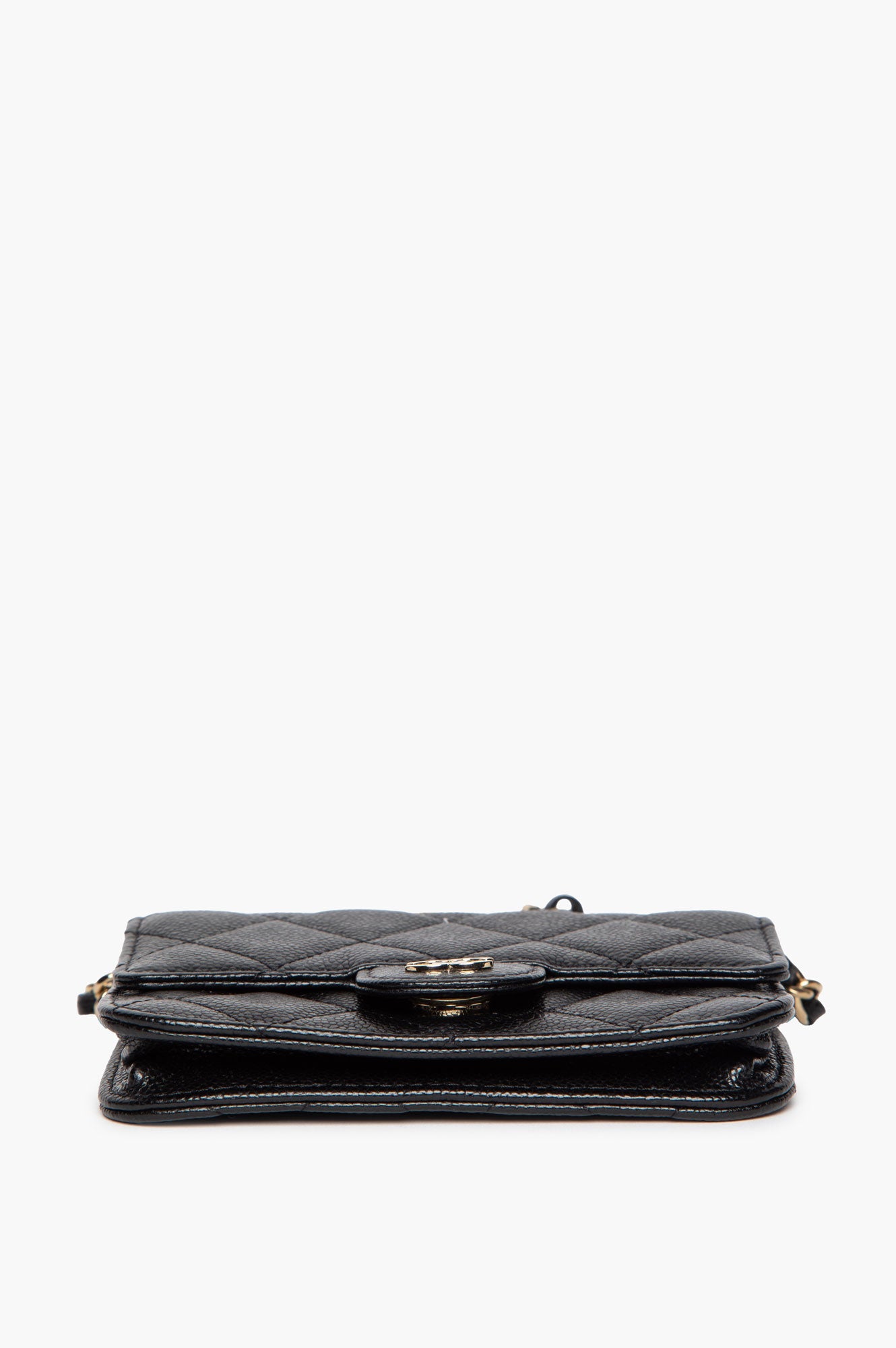 Chanel Mini Black Caviar Flap Pouch with Strap